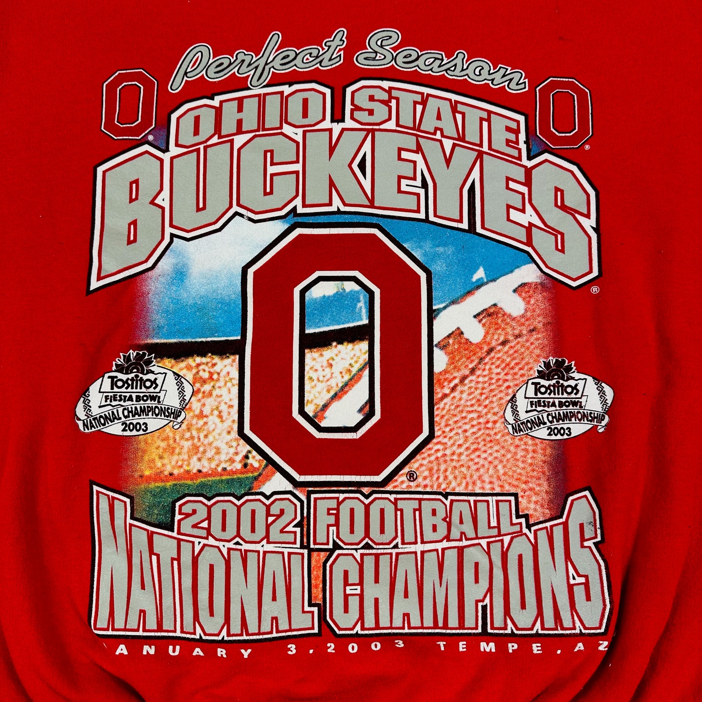 Vintage Ohio State University Buckeyes 2002 Football Nation Champions Red Sweatshirt