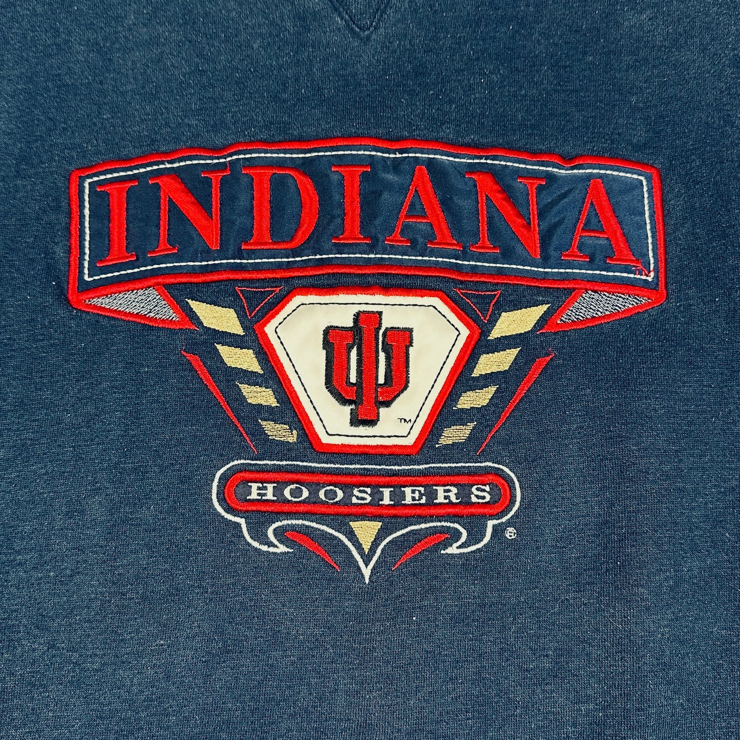 Vintage Indiana University Hoosiers Navy Blue Embroidered Sweatshirt