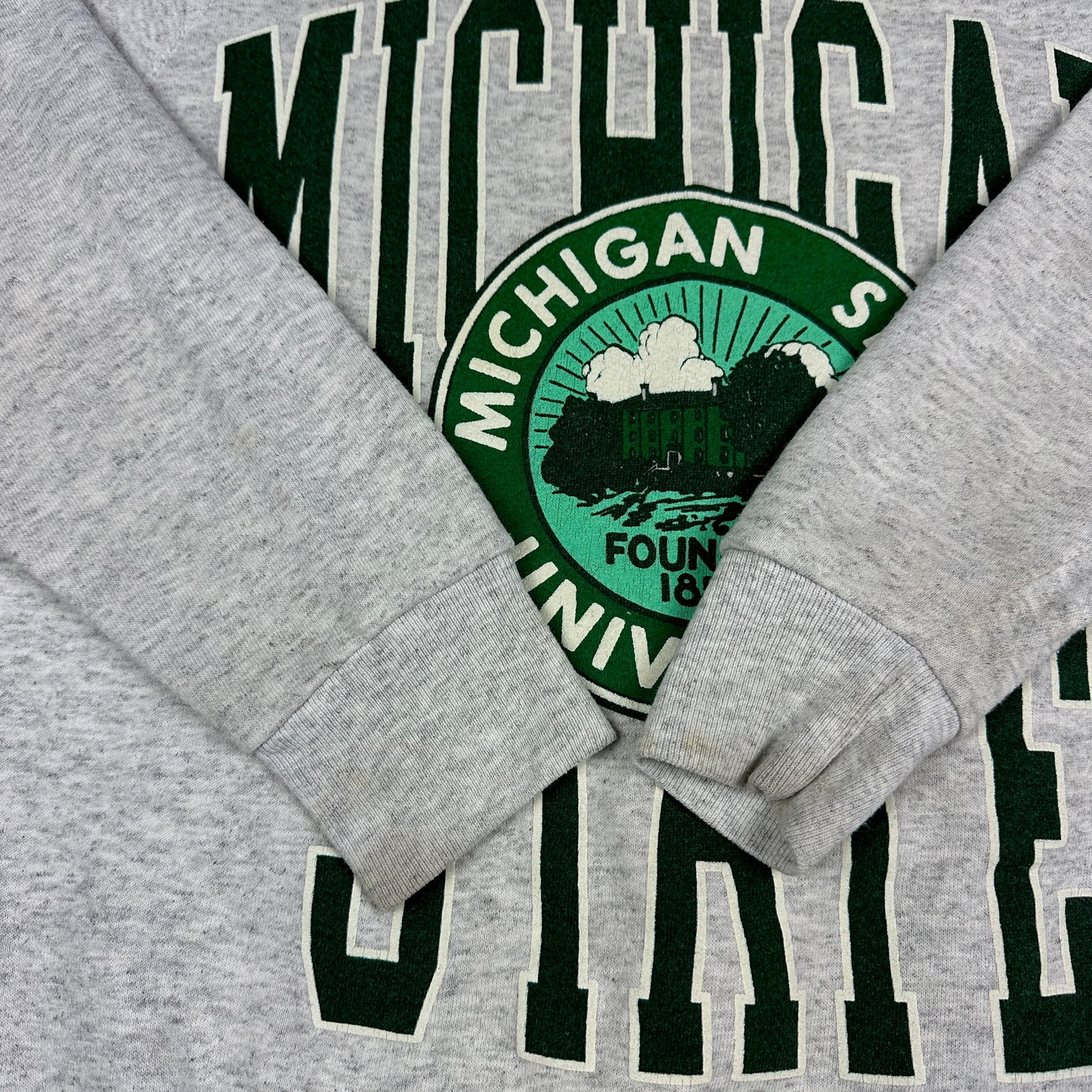 Vintage Michigan State University Sweatshirt Gray Santee