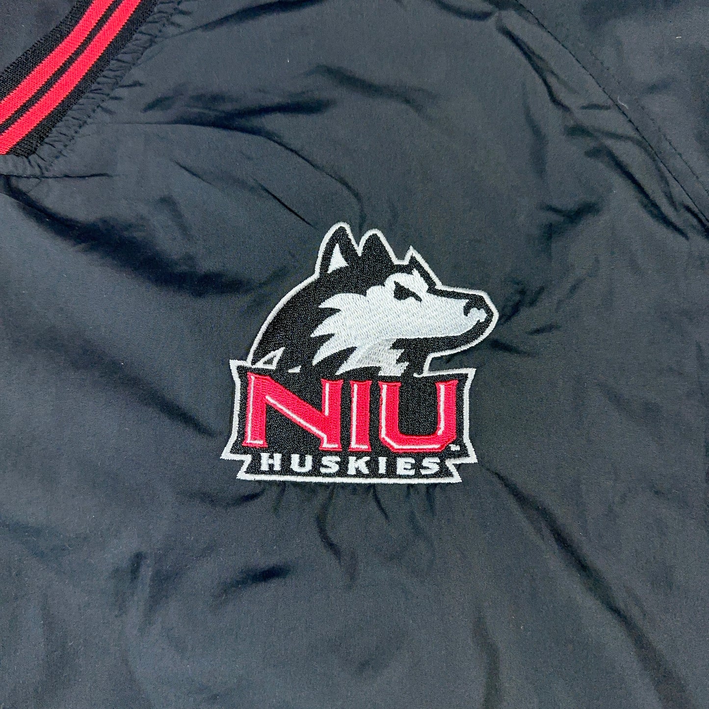 Northern Illinois University Huskies Black Red Windbreaker Pullover Jacket