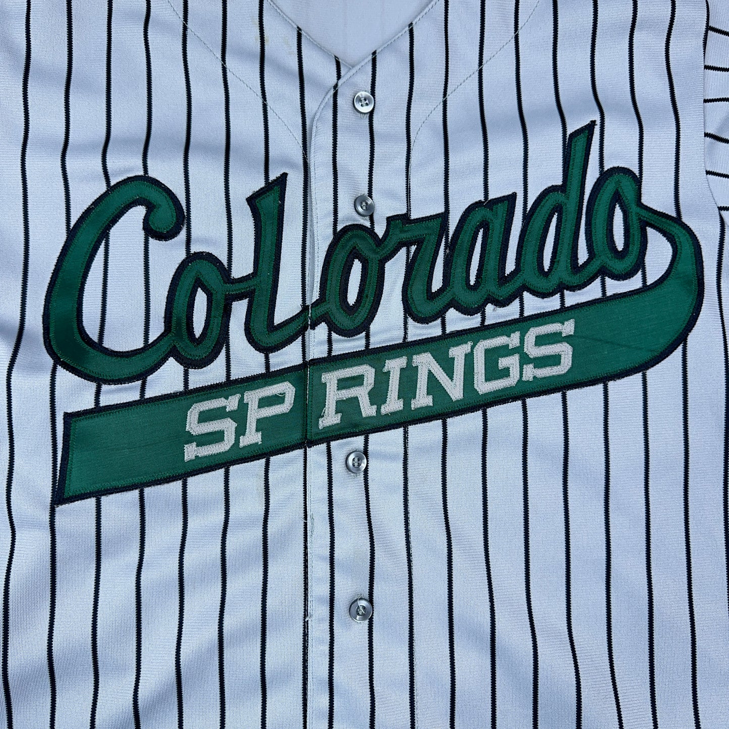 Vintage Colorado Springs Gray Green Pinstripe Wilson Baseball Jersey