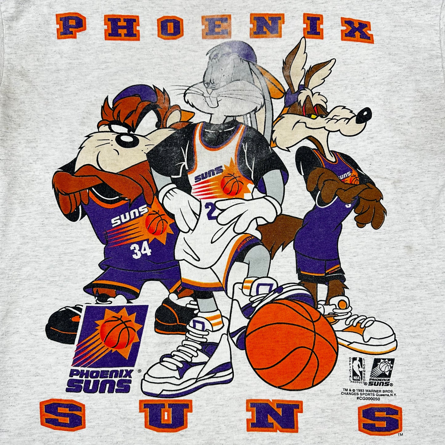 Vintage Phoenix Suns Looney Tunes Basketball Gray Changes Tee