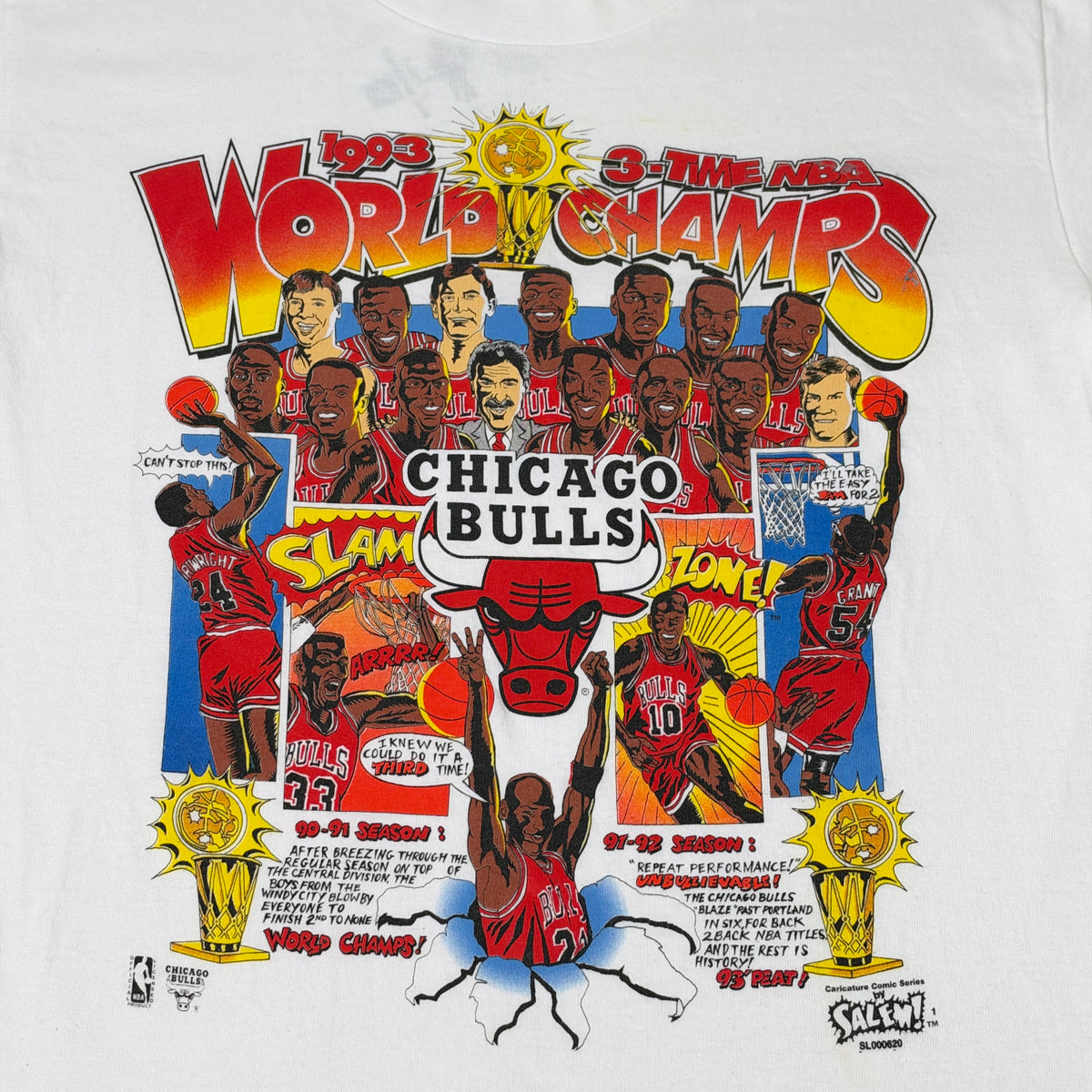 Vintage Chicago Bulls Shirt 1993 Championship Caricature