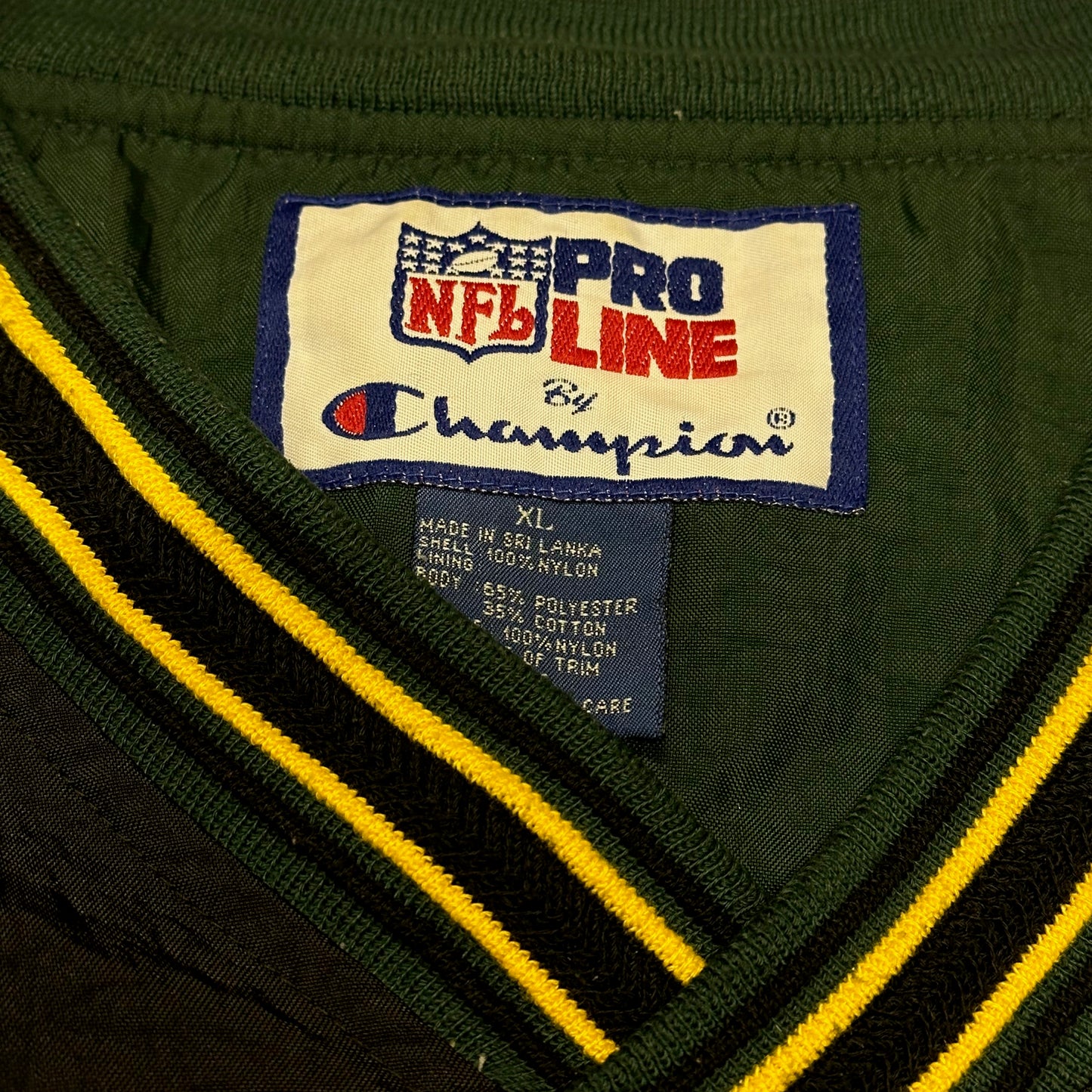 Vintage Green Bay Packers NFL Pro Line Champion Black Windbreaker Pullover Jacket