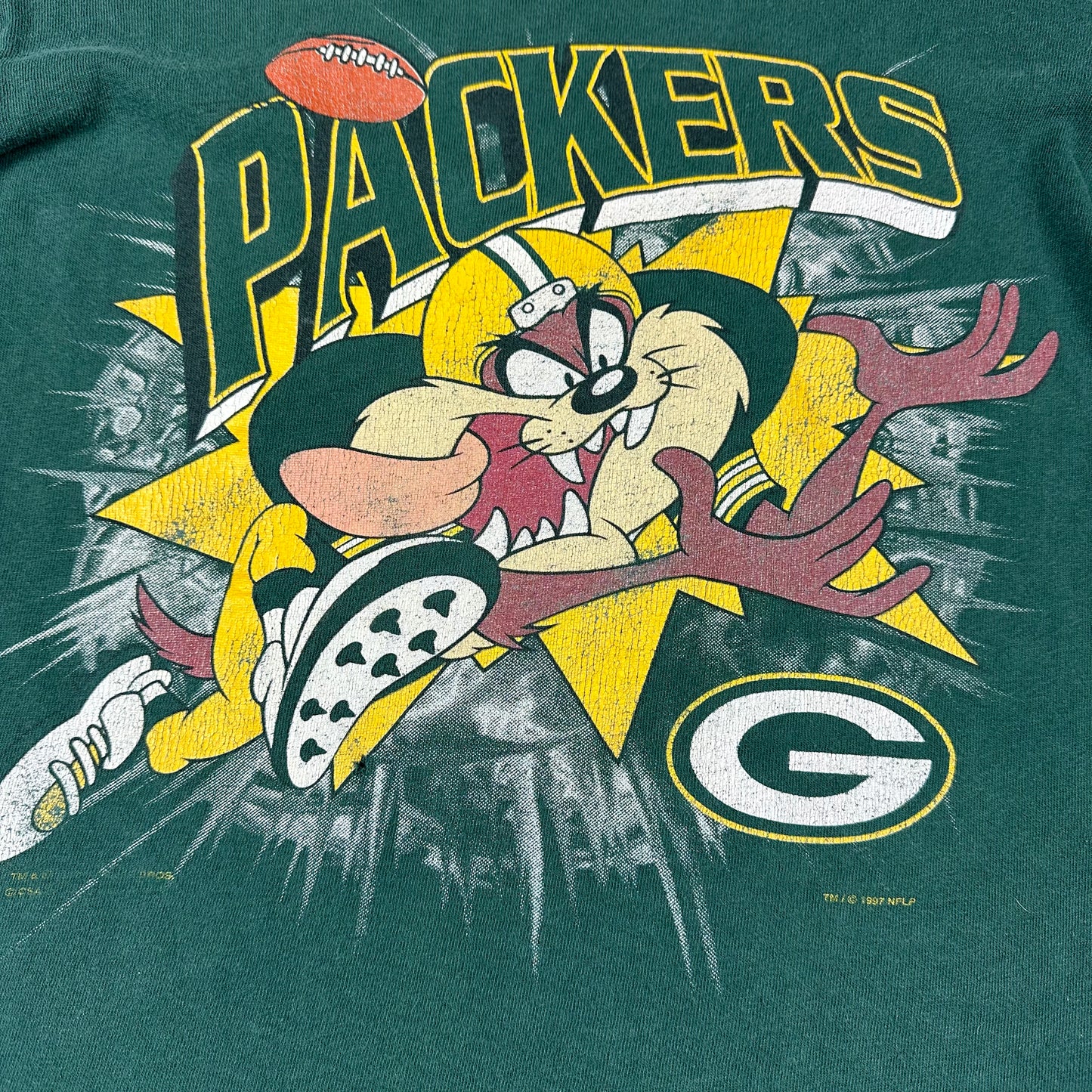 Vintage Green Bay Packers Shirt Taz Looney Tunes Youth