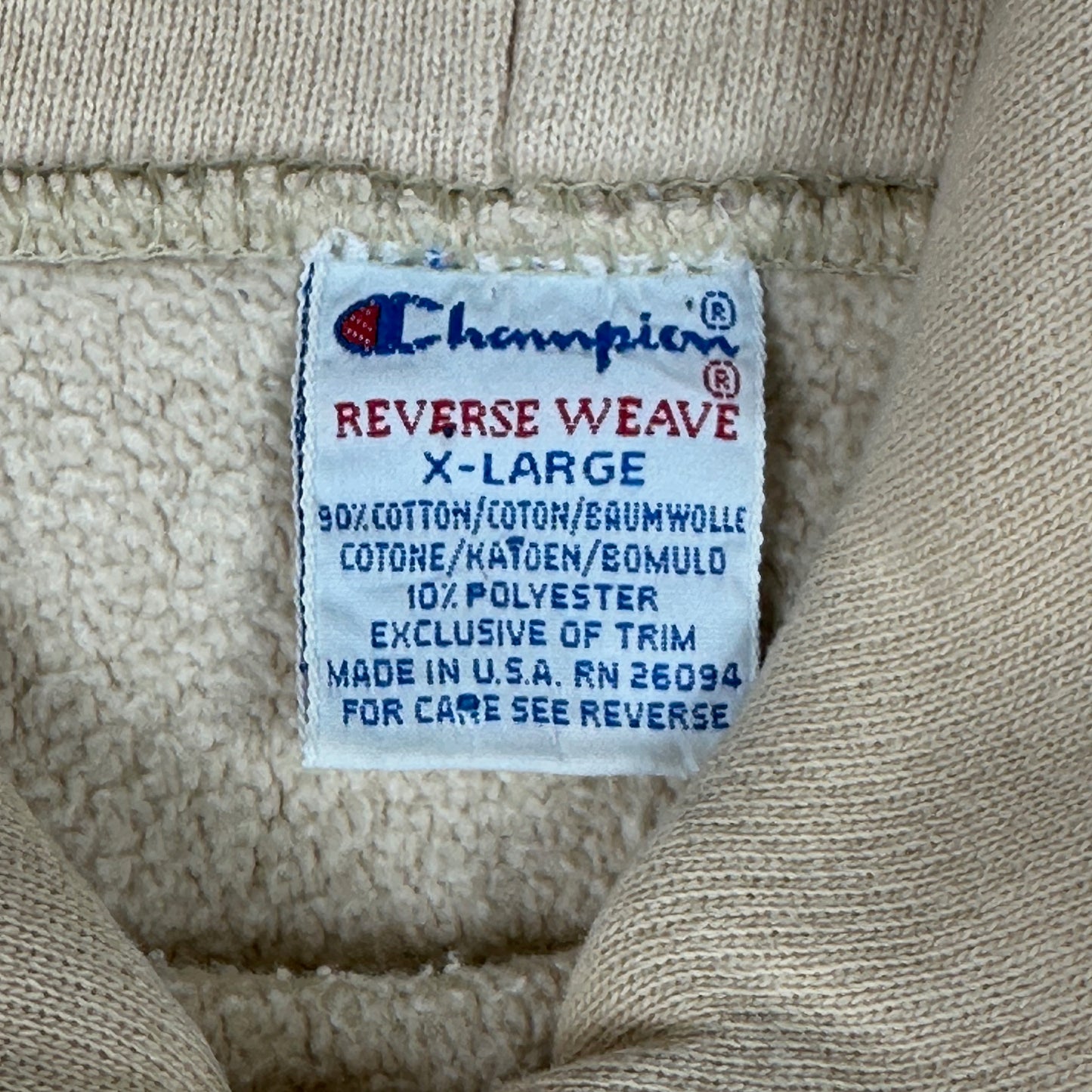 Vintage Champion Hoodie Beige Reverse Weave