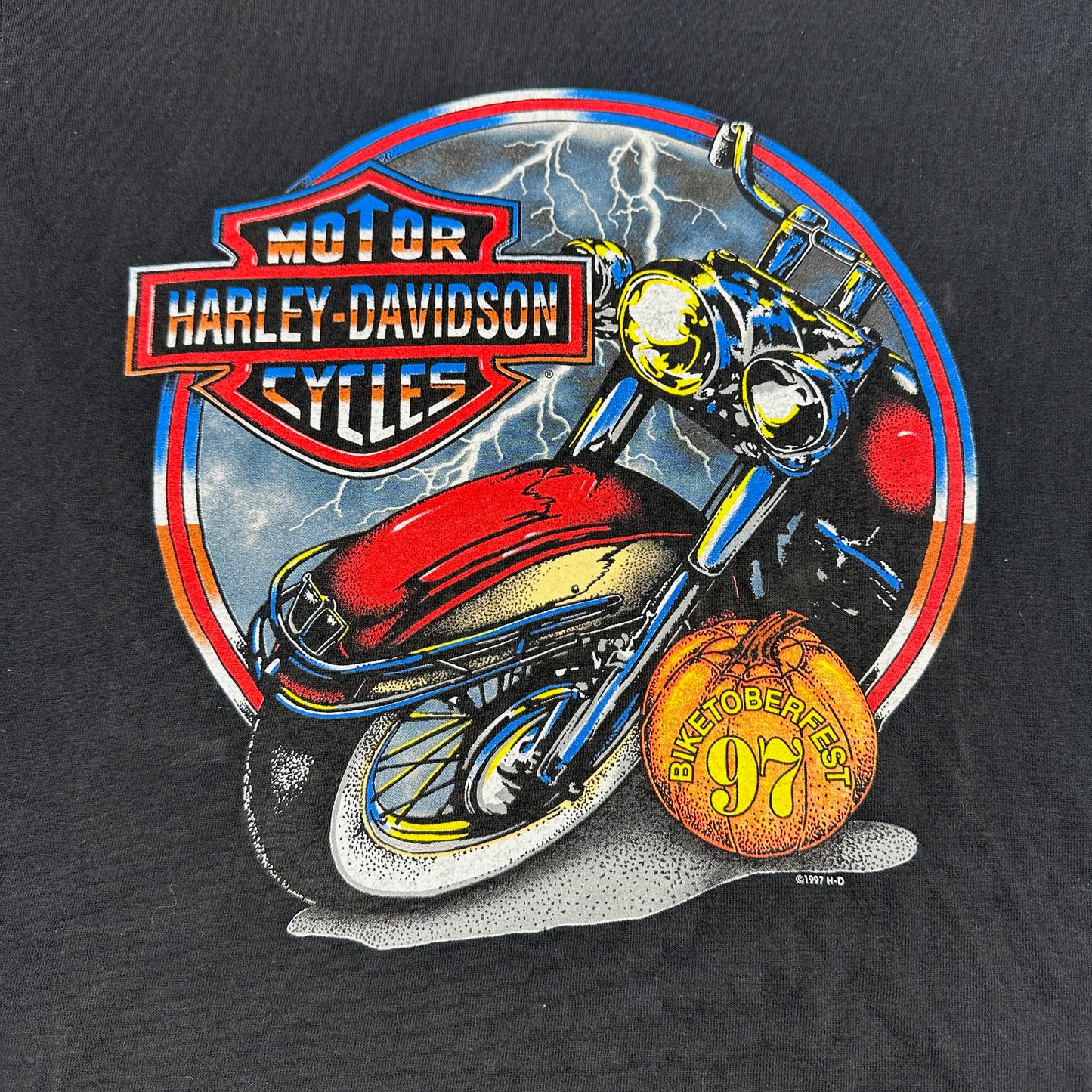 Vintage Harley Davidson Motorcycles Biketoberfest Daytona Beach Florida 1997 Black Tee