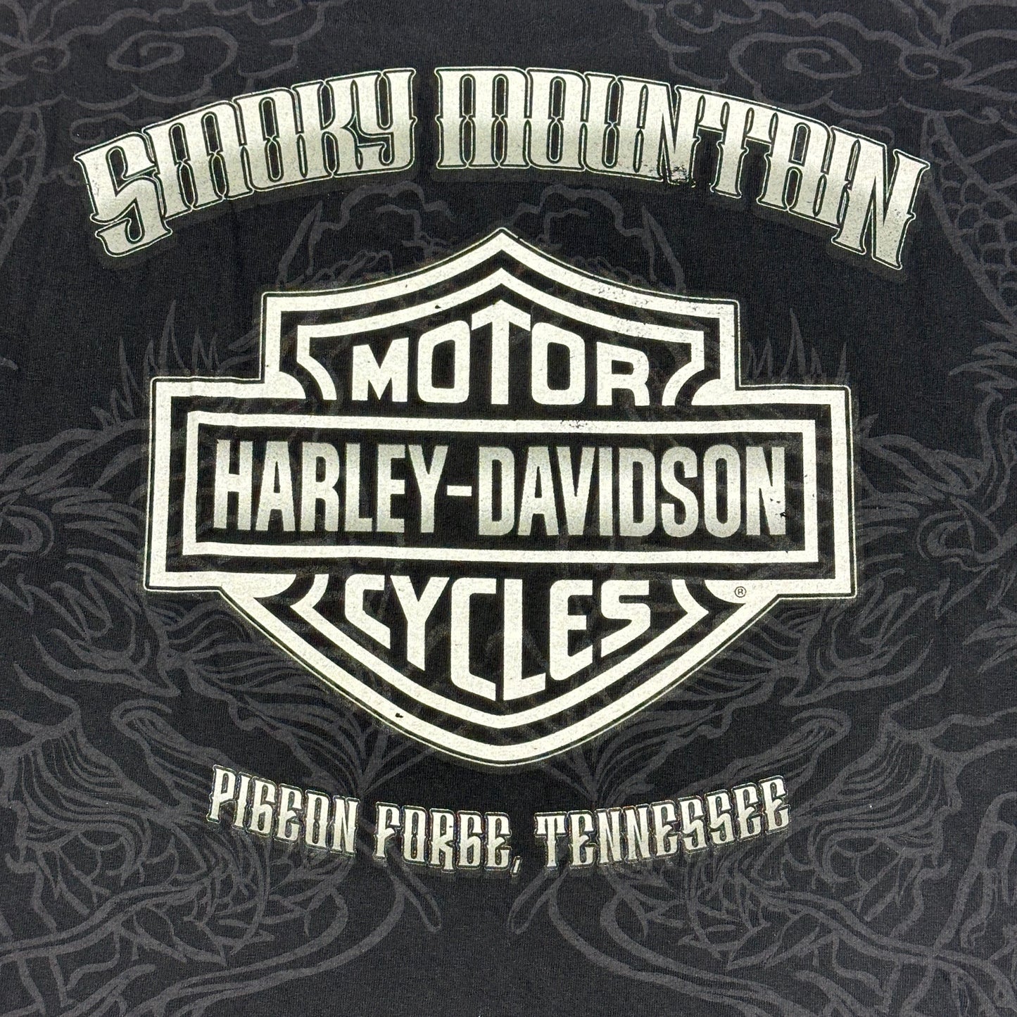 Harley Davidson Motorcycles Smokey Mountain Dragon Black Tee