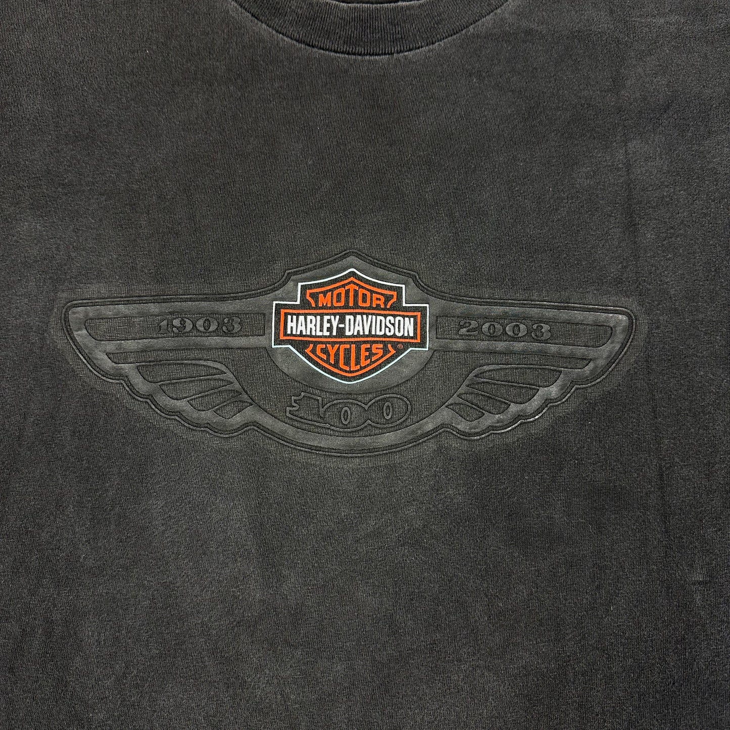 Vintage Harley Davidson Motorcycles 100 Years Faded Black Tee