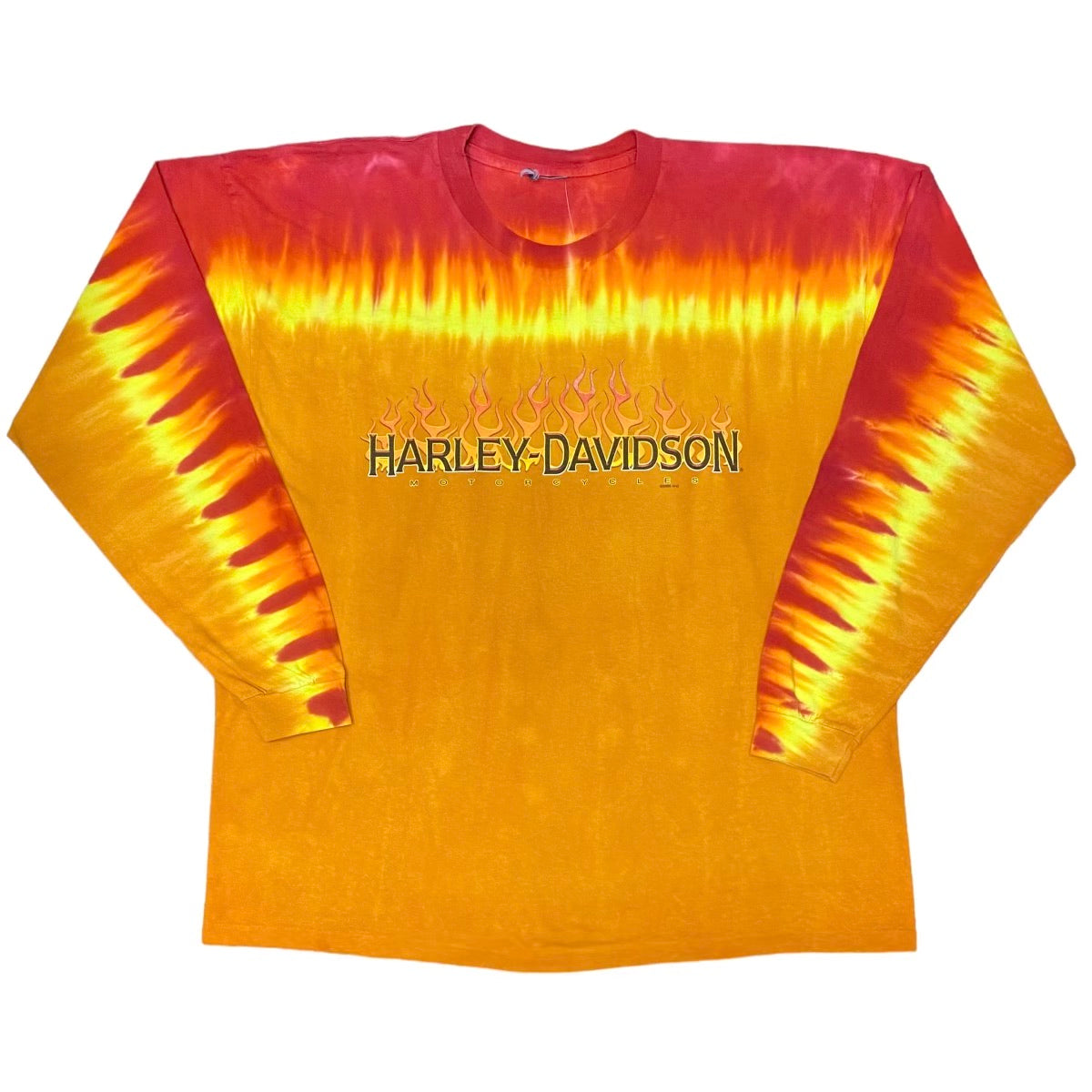 Harley Davidson Orange Flame Tie Dye Long Sleeve Shirt
