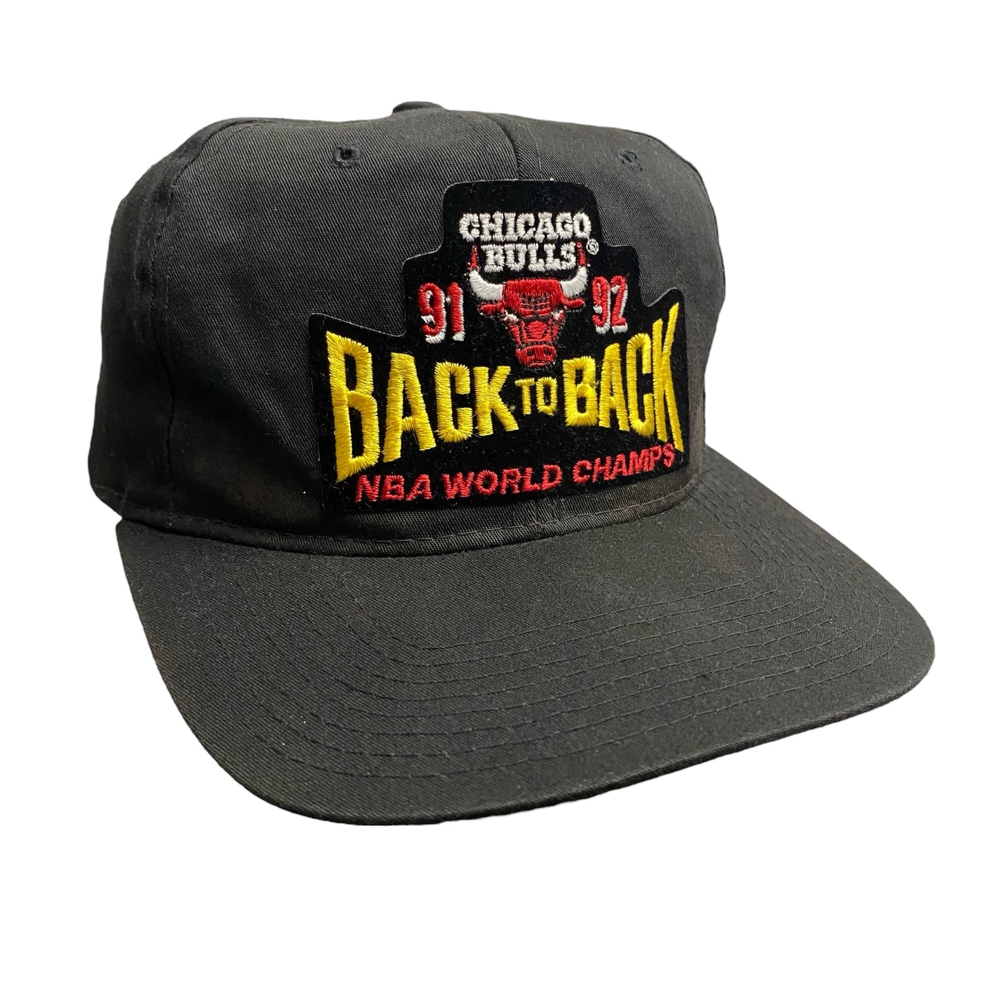 Vintage Chicago Bulls 1992 Back to Back World Champs Black Snap Back Hat