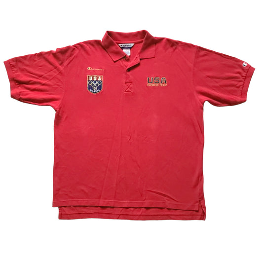 Vintage Champion Atlanta Team USA 1996 Olympic Red Polo