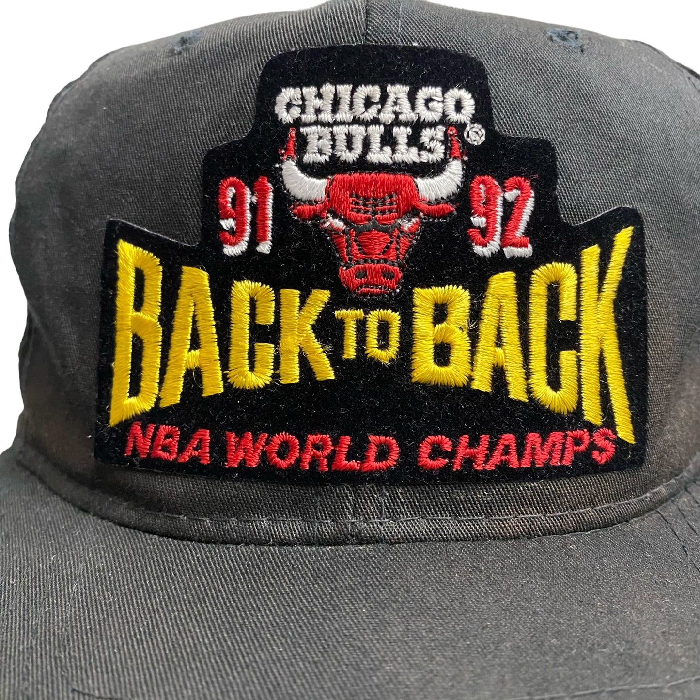 Vintage Chicago Bulls 1992 Back to Back World Champs Black Snap Back Hat