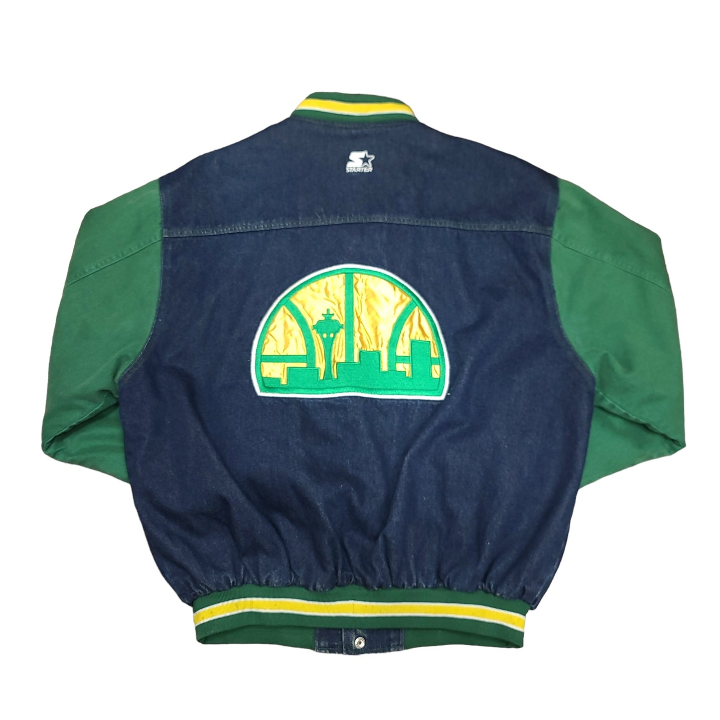 Vintage Seattle Supersonics NBA Denim Color Block Starter Jacket