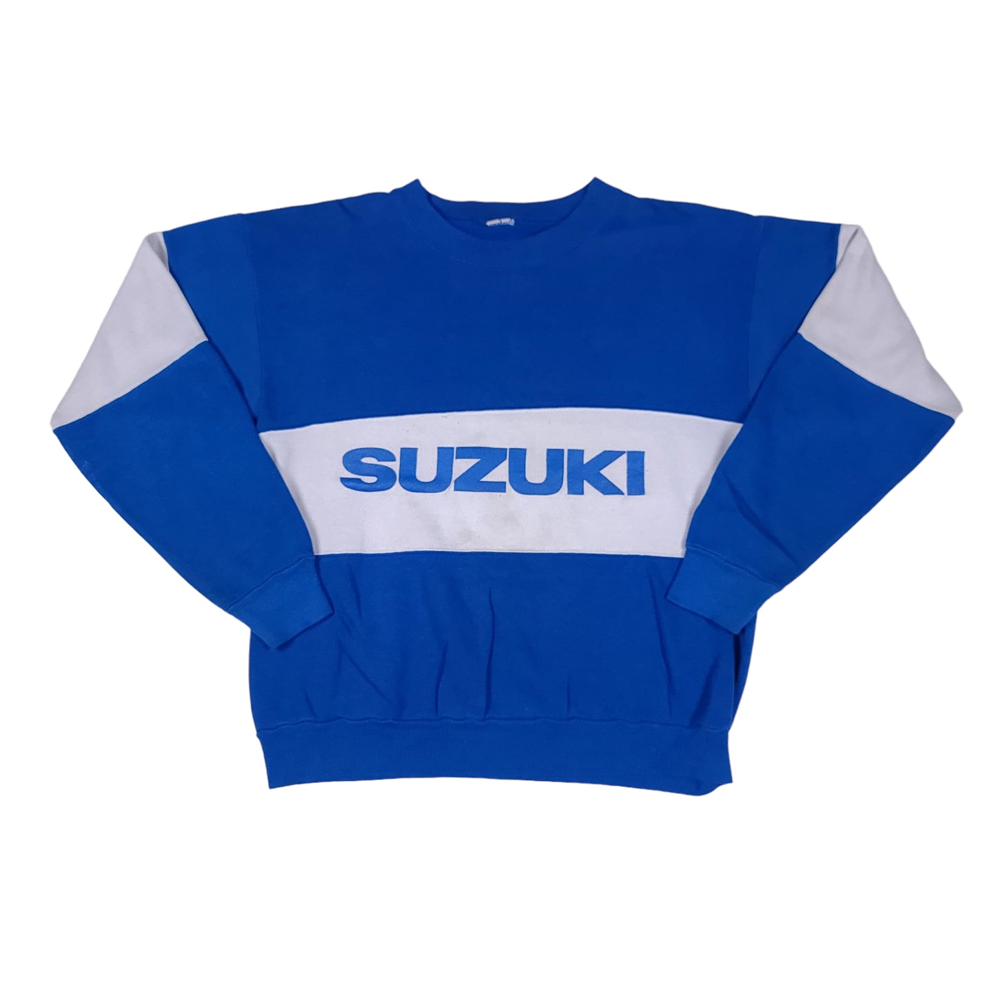 Vintage Suzuki Blue White Color Block Sweatshirt