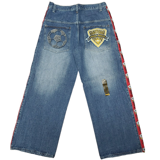 Vintage Y2K Embroidered Soccer Denim Paco Jeans