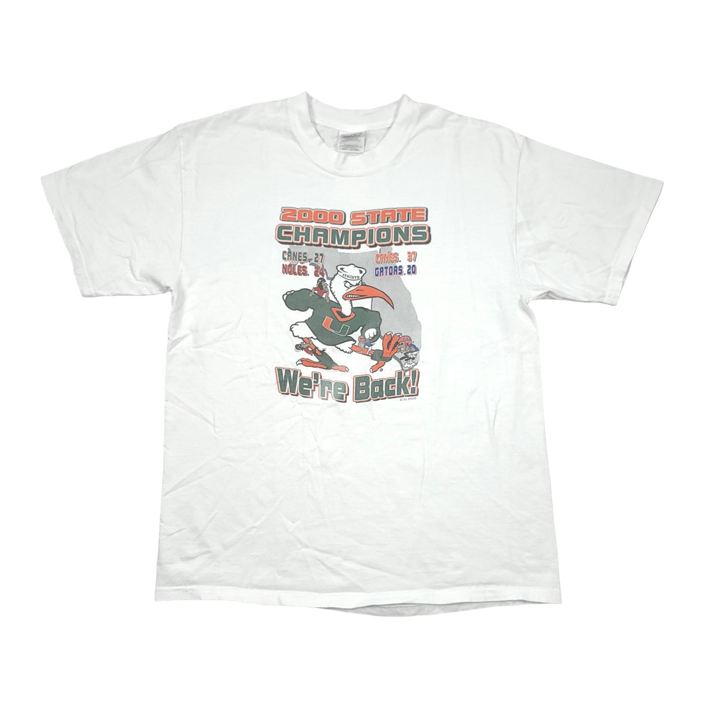 Vintage University of Miami Hurricanes State Champs We're Back Tee