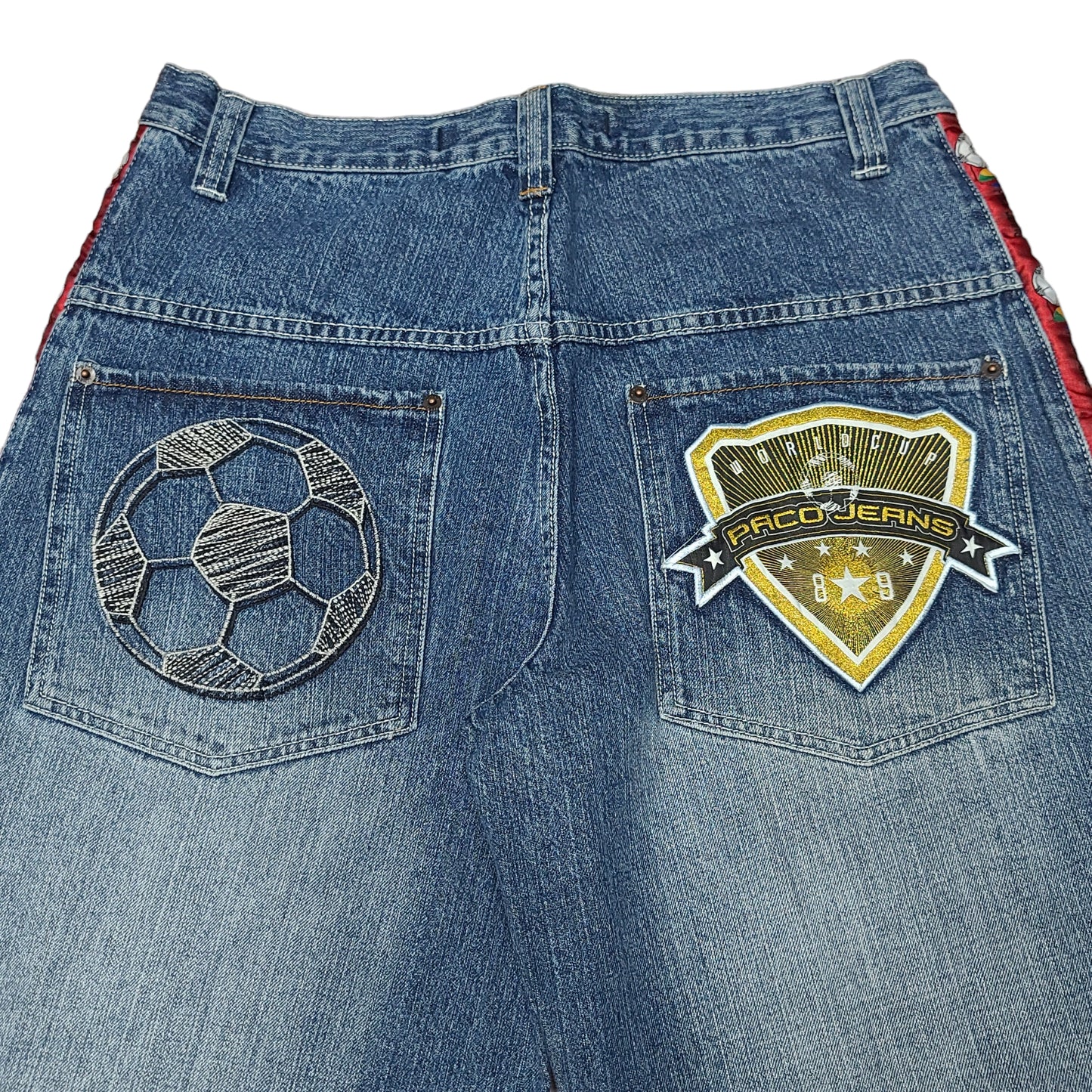 Vintage Y2K Embroidered Soccer Denim Paco Jeans