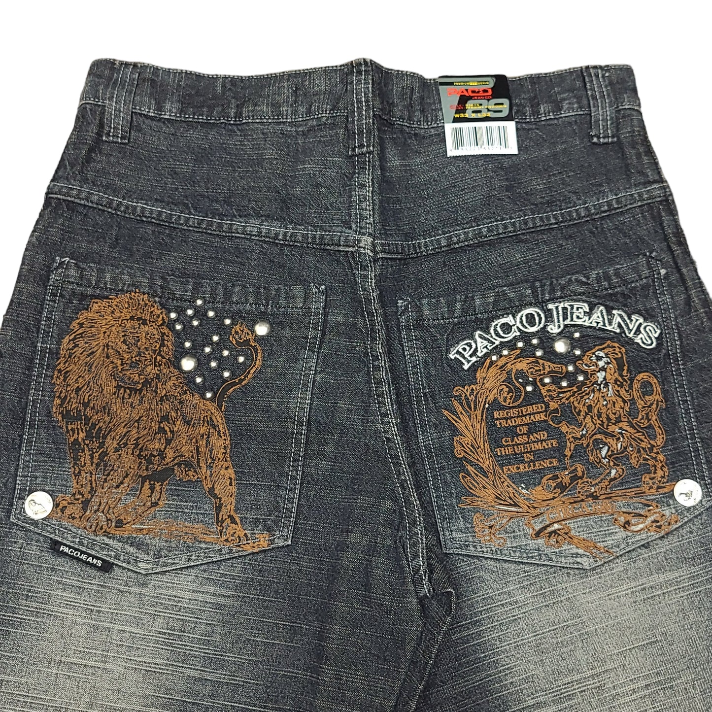 Vintage Y2K Lion Print Denim Paco Jeans