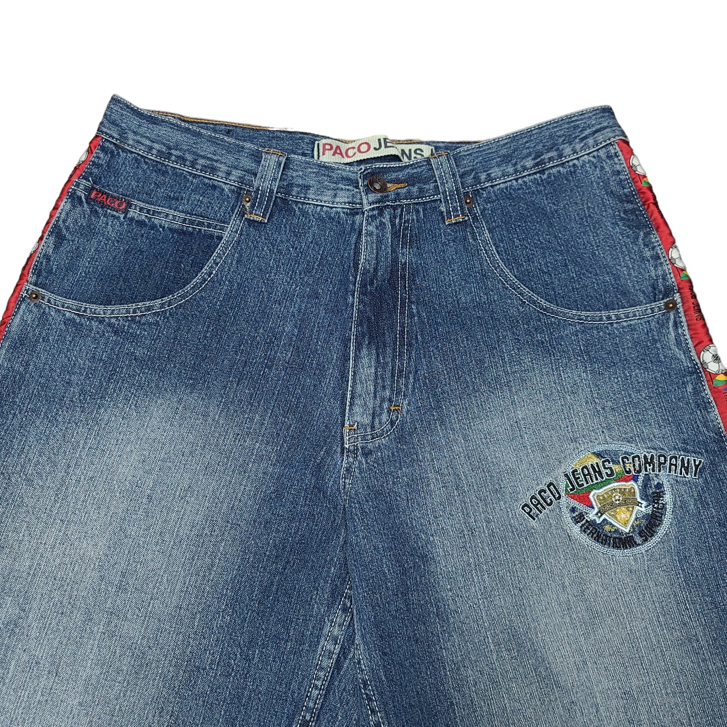 Vintage Y2K Embroidered Soccer Denim Paco Jeans