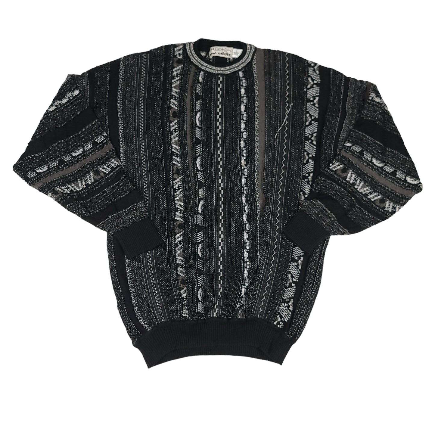 St. Croix Knits Black & White Coogi Style Sweater