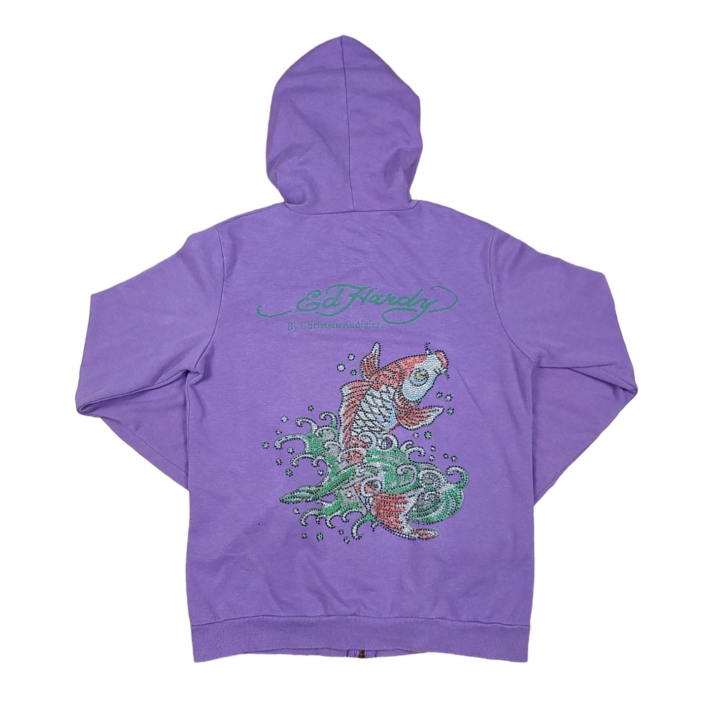 Ed Hardy Purple Koi Fish Zip Up Hoodie