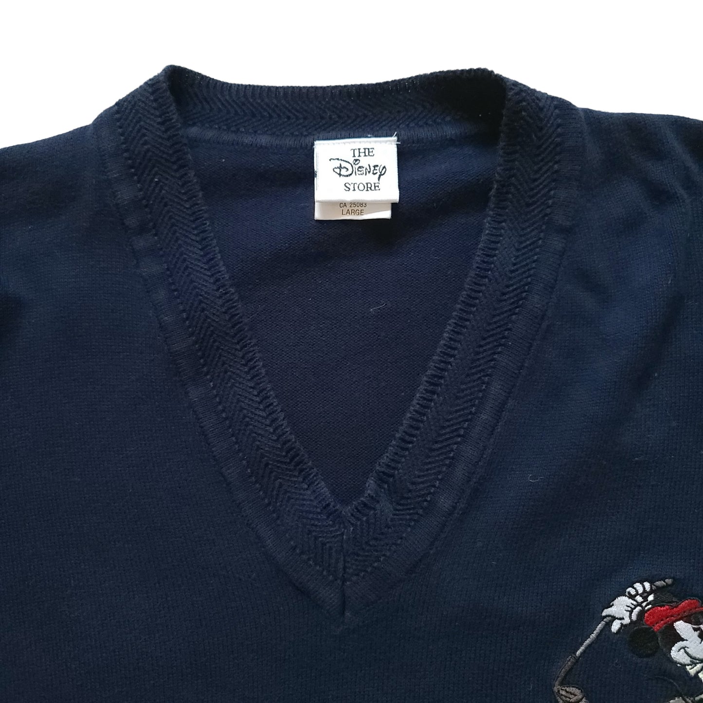 Vintage Disney Mickey Mouse Golf Navy Blue V-neck Sweater