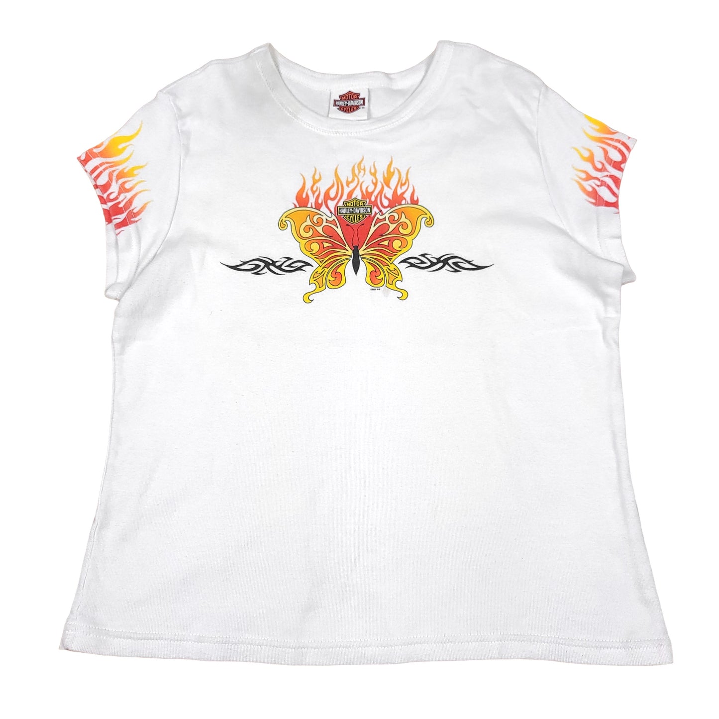 Harley Davidson White Flaming Butterfly Tee