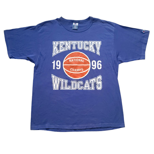 Vintage Kentucky Wildcats 1996 Basketball Blue Champion Tee