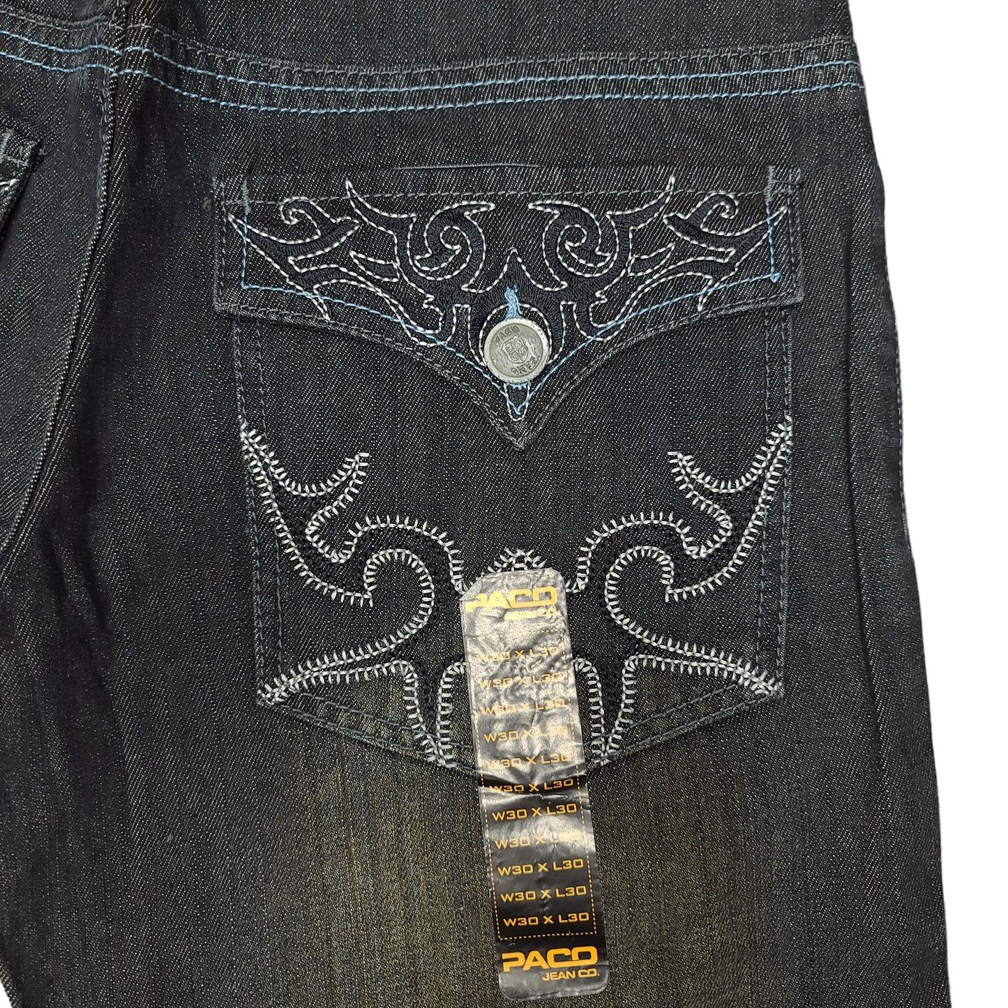 Vintage Y2K Embroidered Skull Denim Paco Jeans