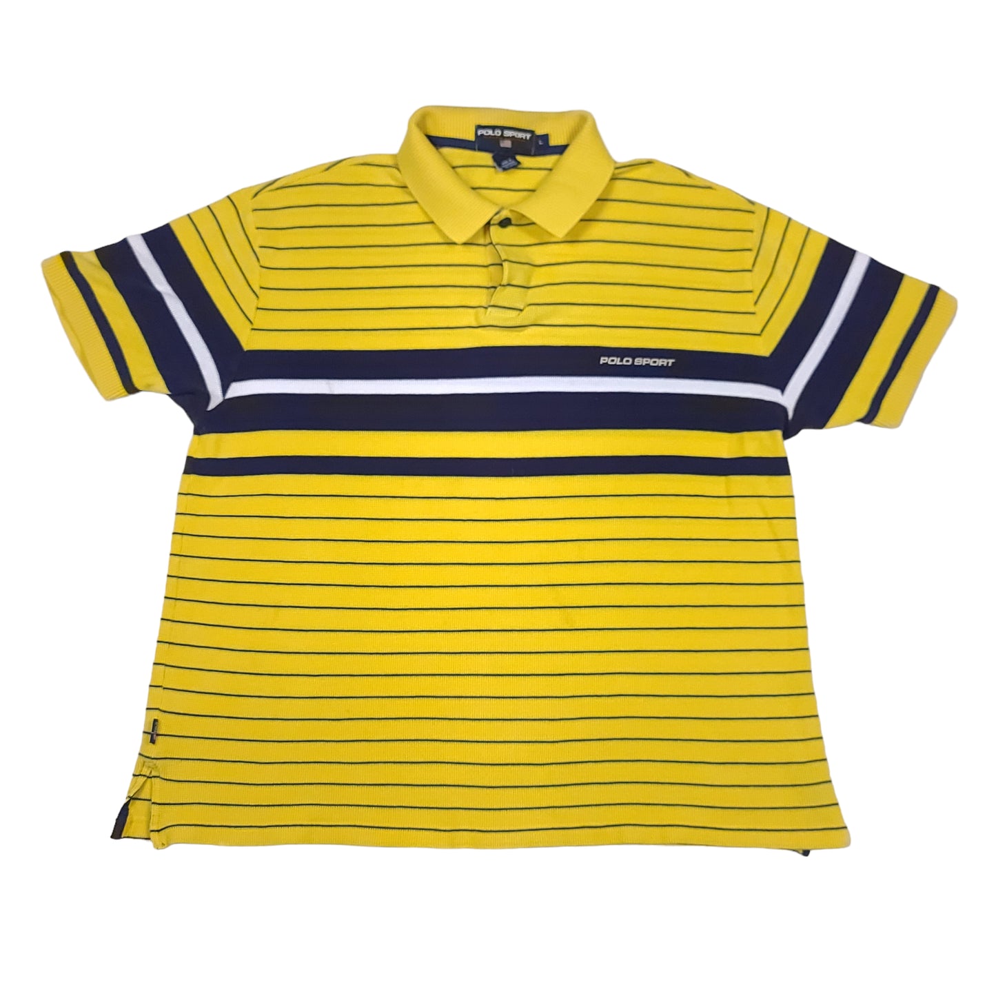 Vintage Polo Sport Ralph Lauren Yellow Blue Striped Polo