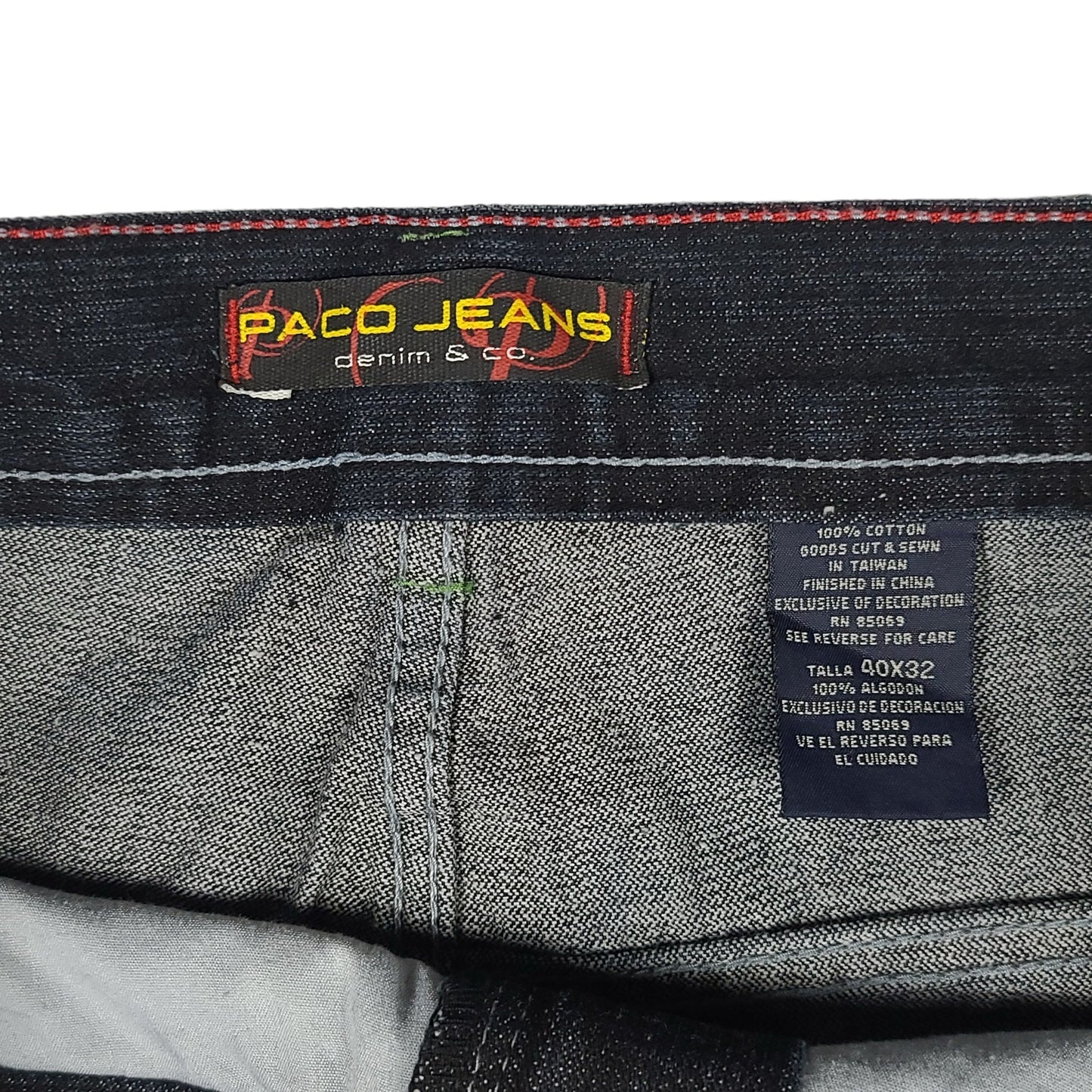 Vintage Y2K Black Rainbow Embroidered Paco Jeans