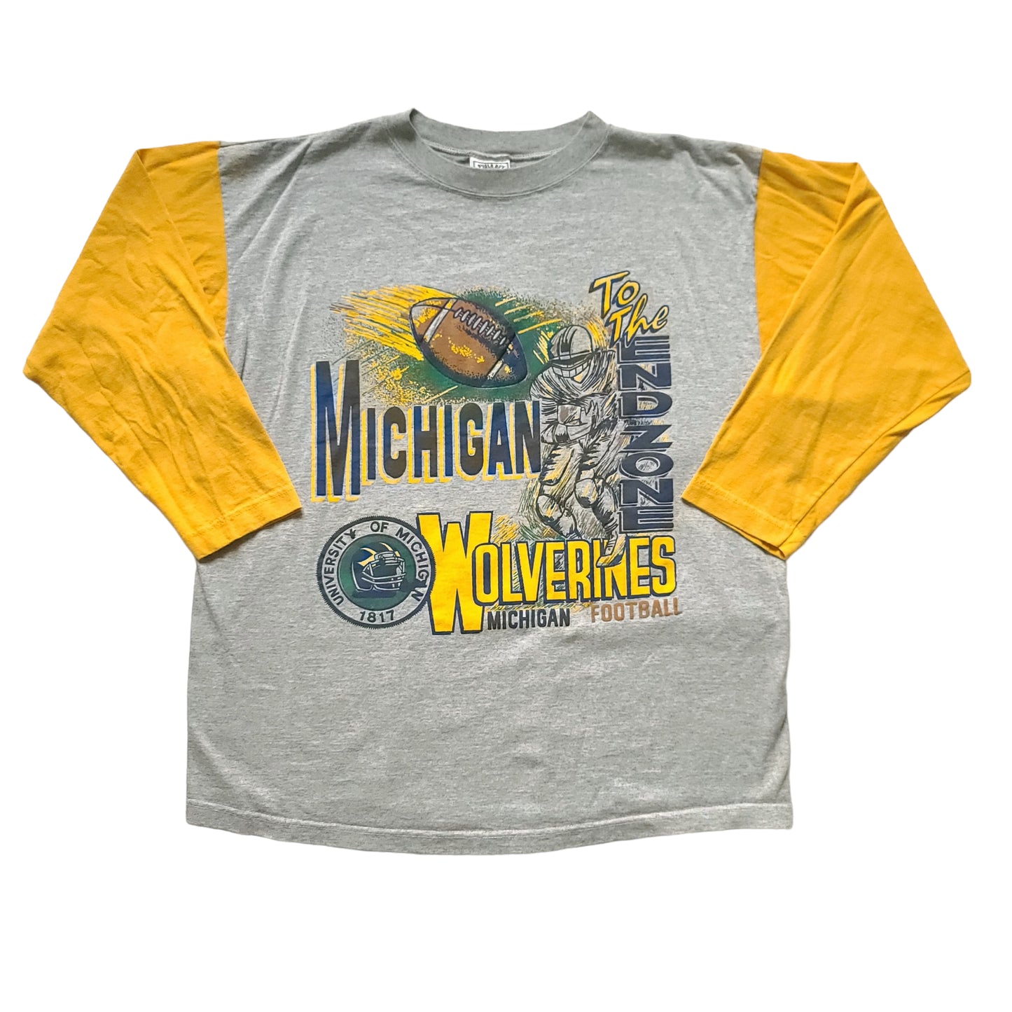 Vintage University of Michigan Wolverines Football To The End Zone Raglan