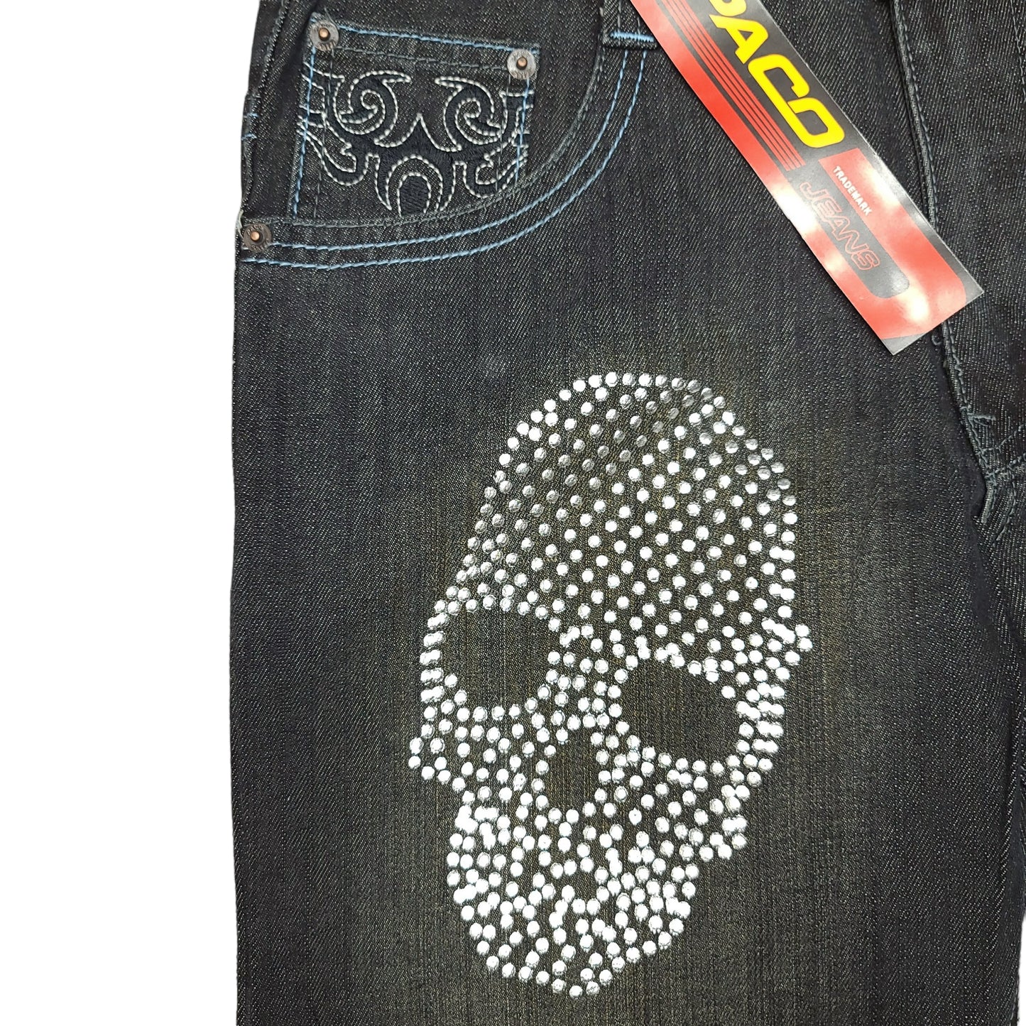 Vintage Y2K Embroidered Skull Denim Paco Jeans