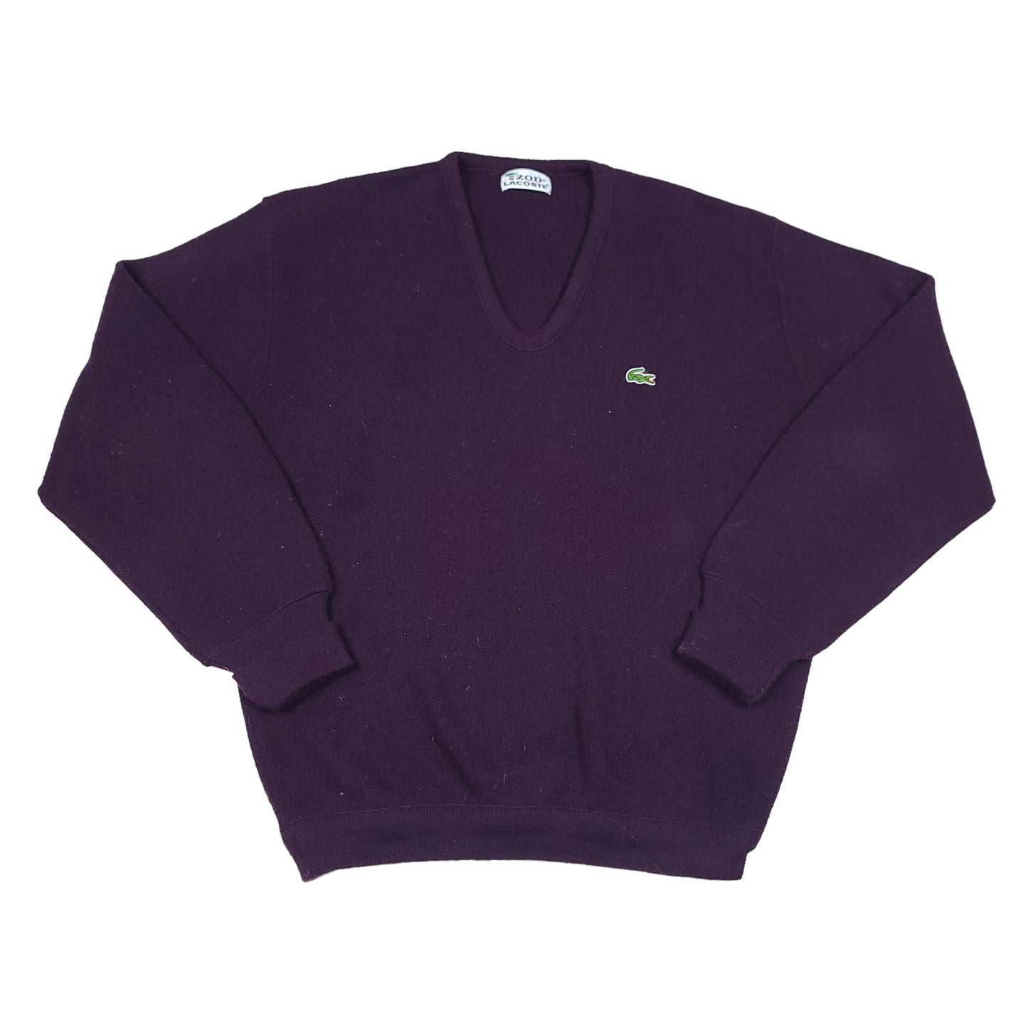 Izod Lacoste Purple V Neck Wool Sweater