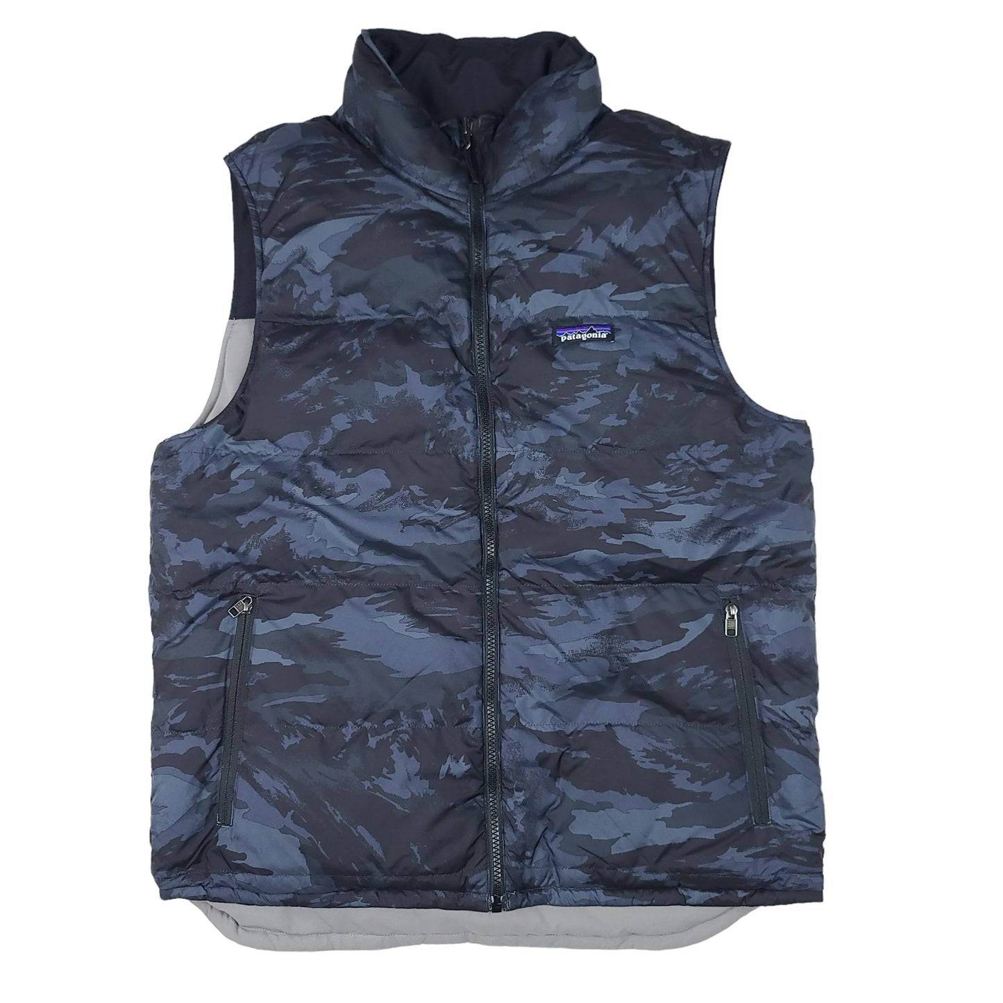 Patagonia Blue Camouflage Reversible Down Puffer Vest