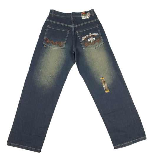 Vintage Y2K Embroidered Dark Denim Fade Paco Jeans