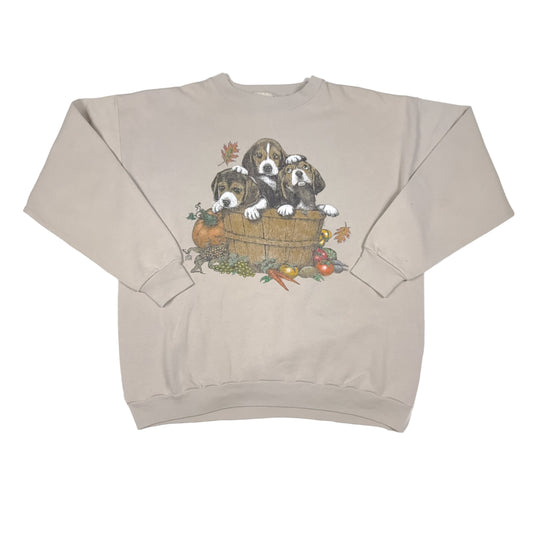 Vintage Beagle Basket Beige Dog Sweatshirt