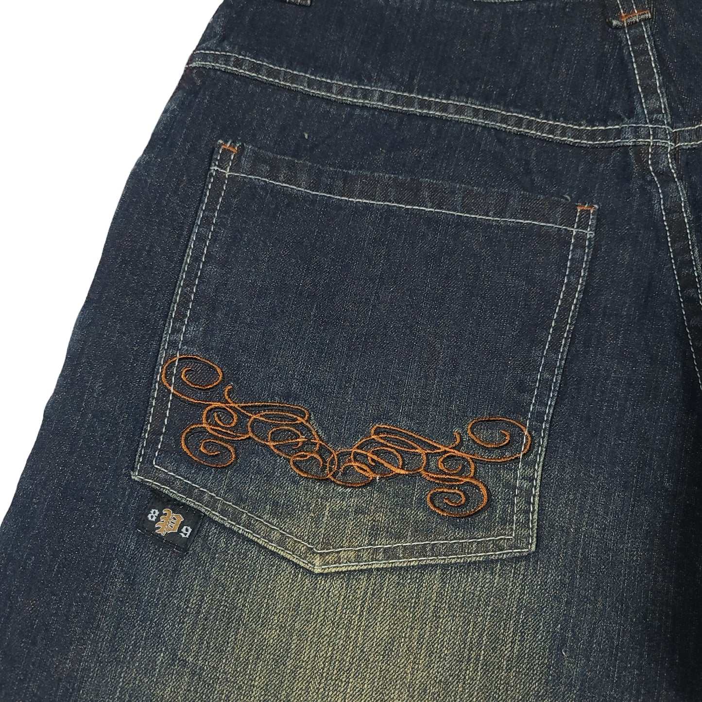 Vintage Y2K Embroidered Dark Denim Fade Paco Jeans