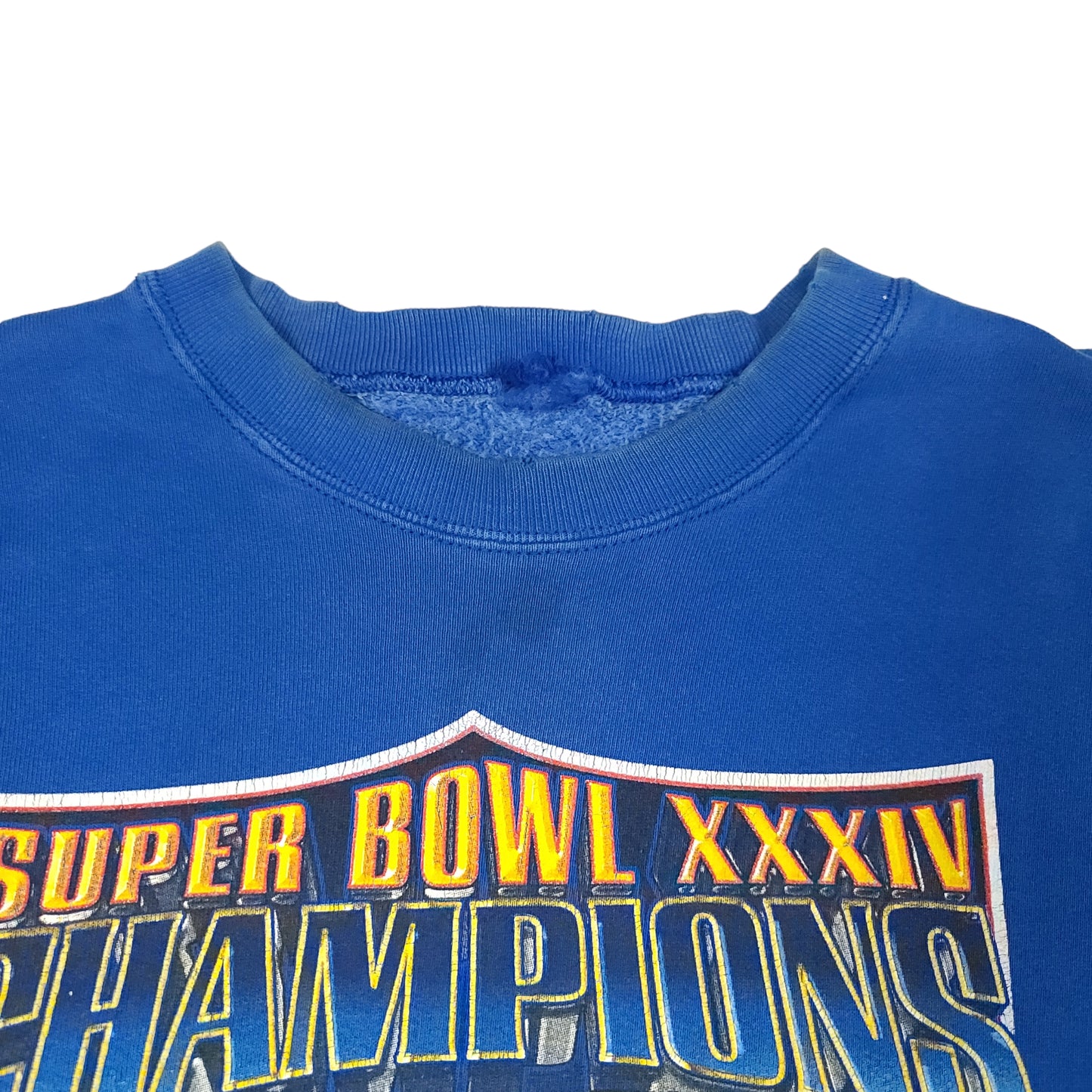 Vintage St. Louis Rams Blue Super Bowl Champions XXXIV Sweatshirt