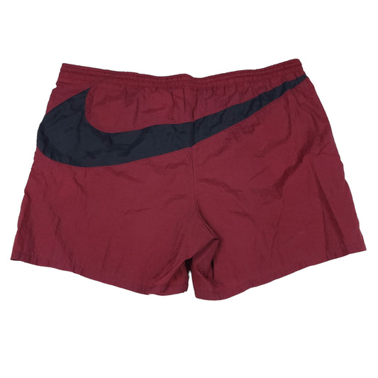 Vintage Nike Maroon Big Swoosh Nylon Shorts