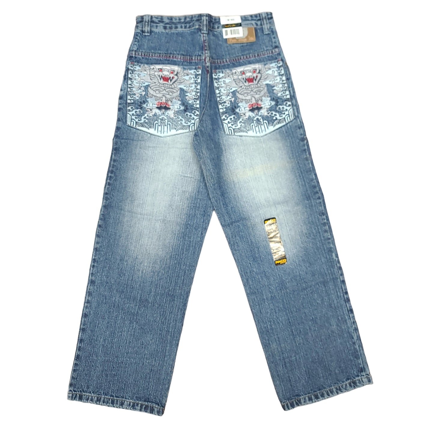 Vintage Y2K Embroidered Dragon Denim Paco Jeans