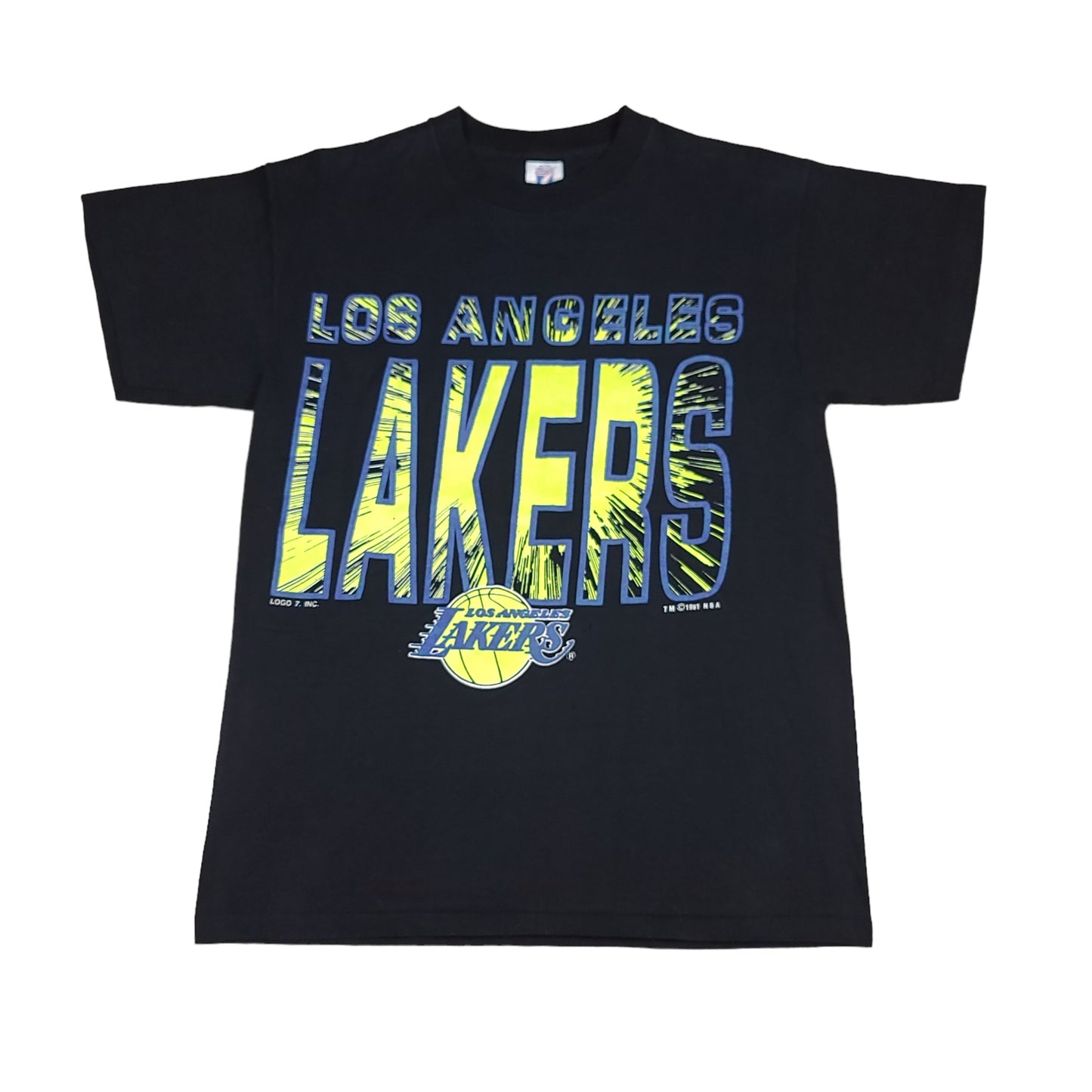 Vintage Los Angeles Lakers 1991 Black NBA Logo 7 Tee