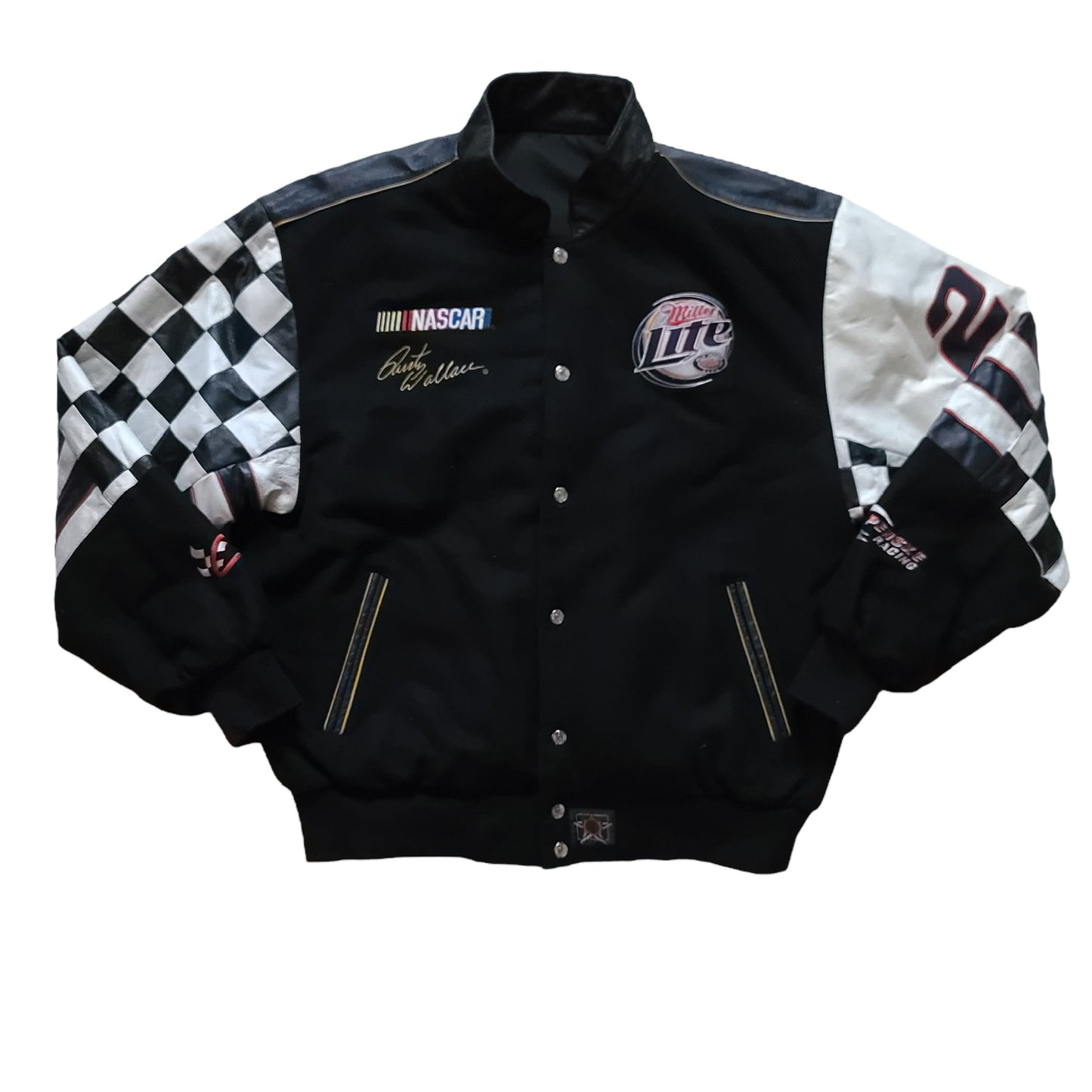 Vintage Nascar Miller Lite Wool Leather Jeff Hamilton Reversible Racing Jacket
