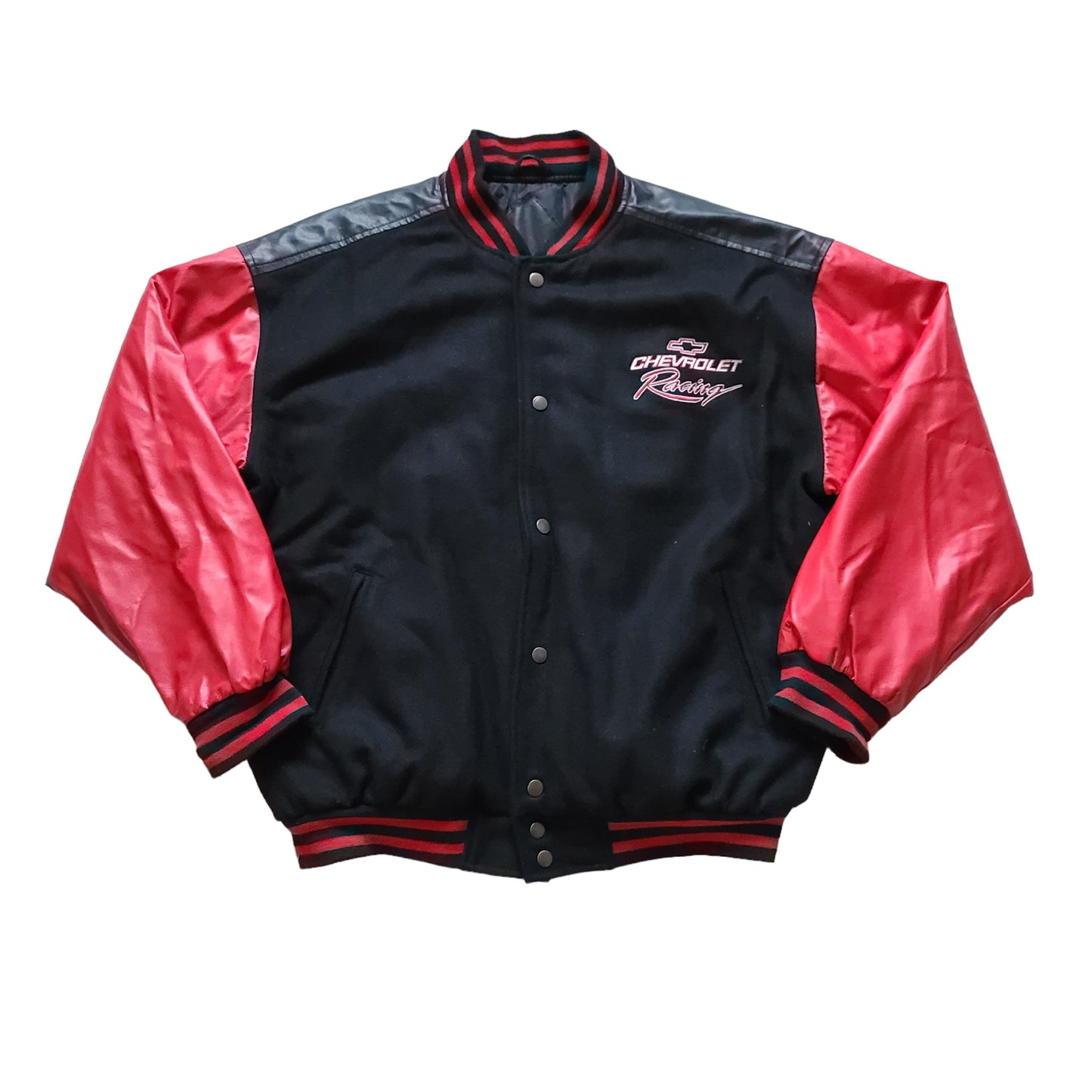 Chevrolet Racing Black & Red Wool Letterman Jacket