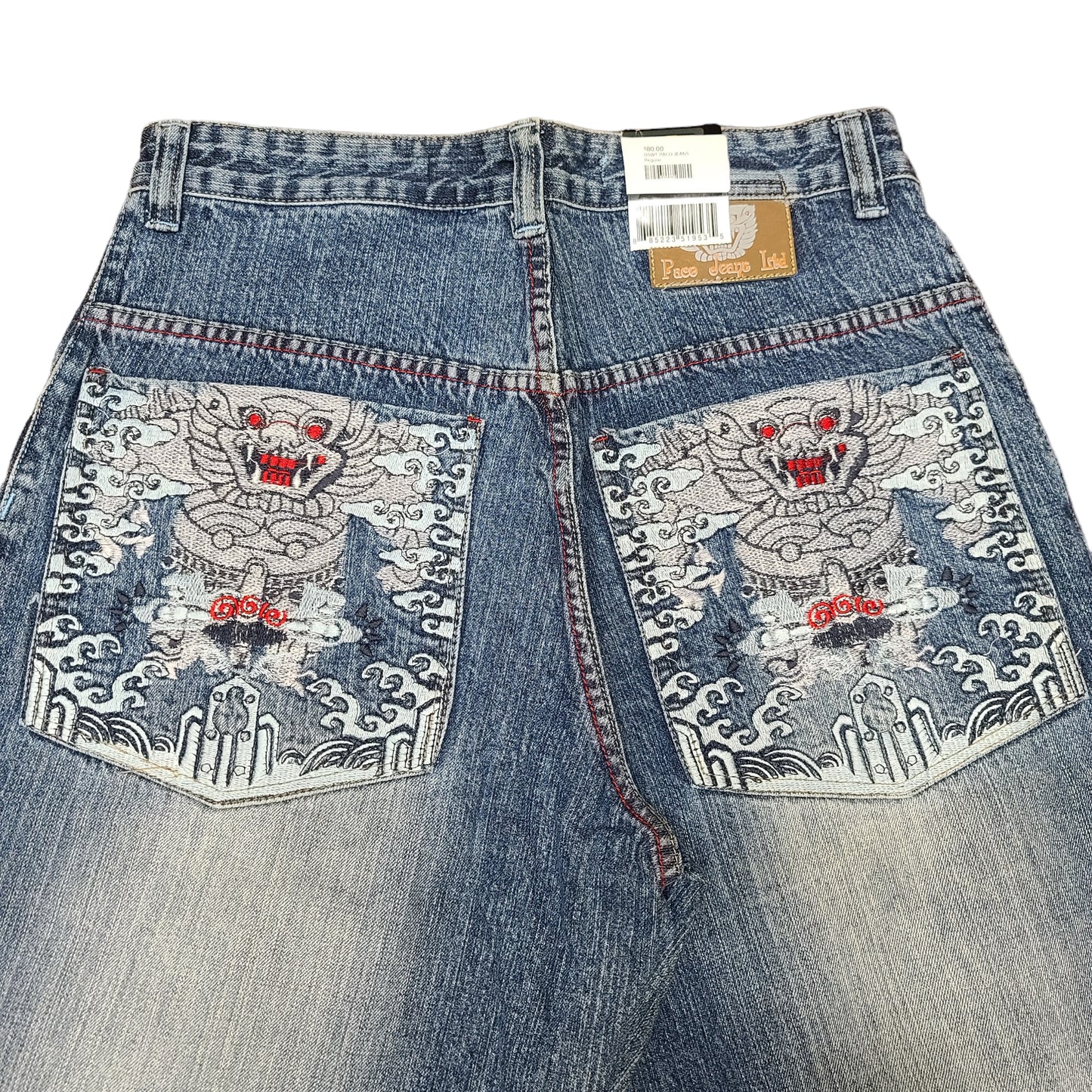 Vintage Y2K Dragon Embroidered Denim Paco Jeans