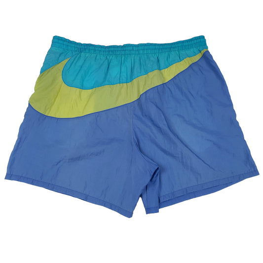 Vintage Nike Blue Color Block Big Swoosh Nylon Shorts