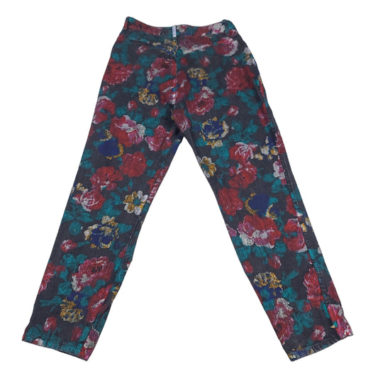 LA Cetch Flower Print Black Denim Pants