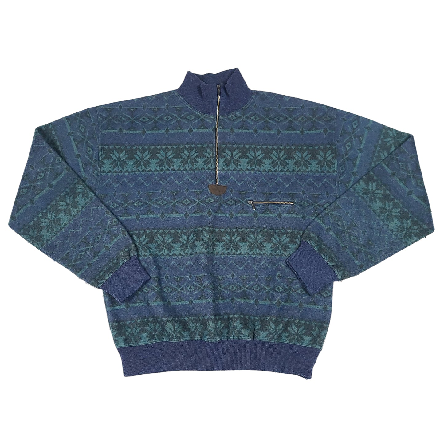 LL Bean Blue Green Wool/Alpaca 1/2 Zip Sweater