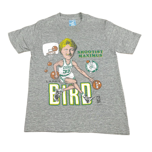 Vintage 80's Larry Bird Shootist Maximus Boston Celtics Gray Youth Tee